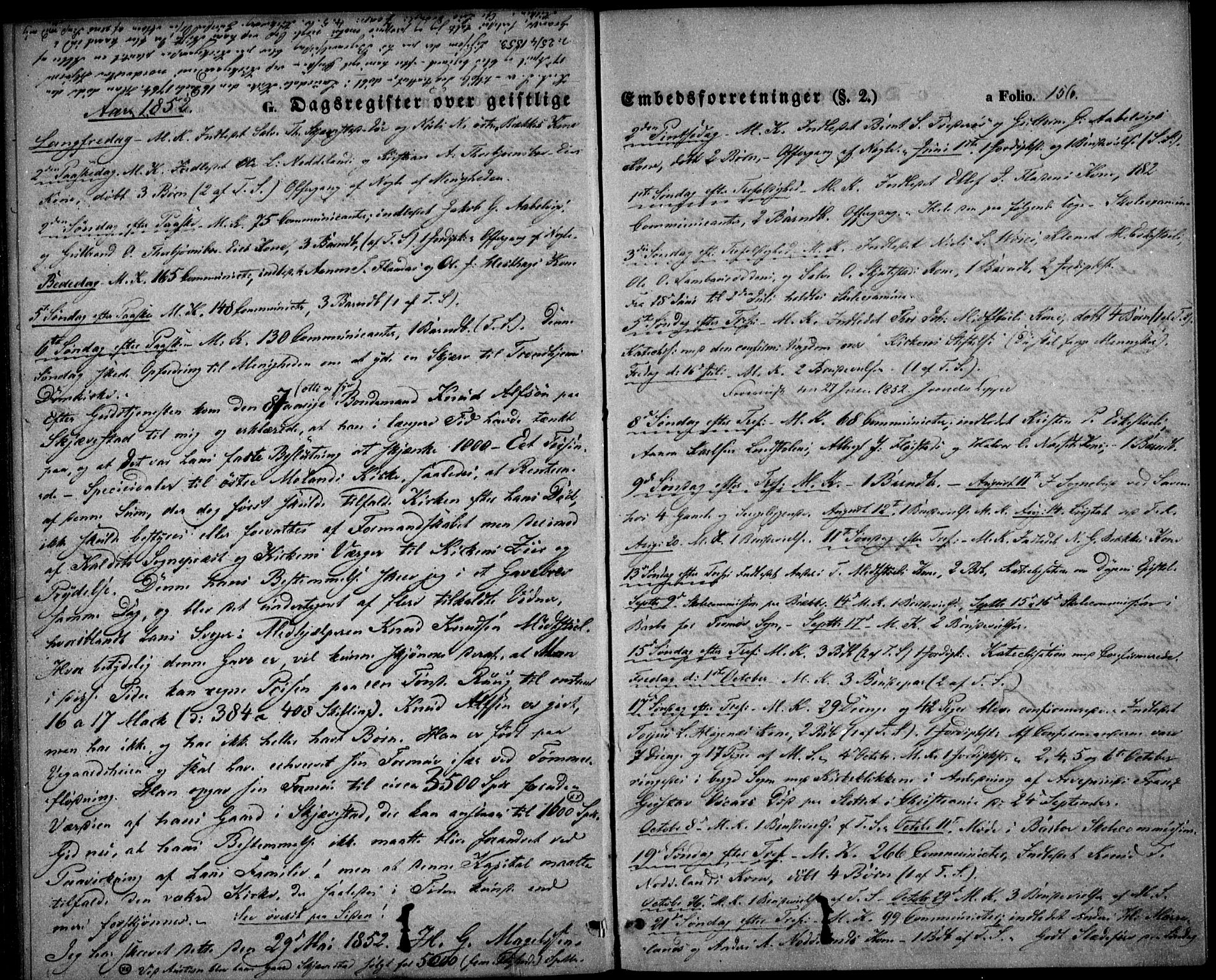 Austre Moland sokneprestkontor, SAK/1111-0001/F/Fa/Faa/L0007: Parish register (official) no. A 7, 1847-1857, p. 156