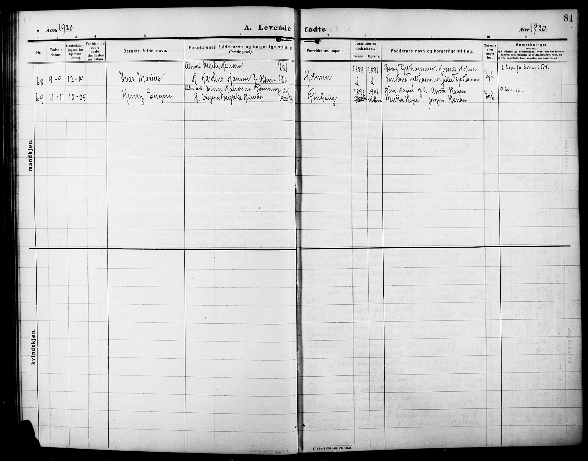 Lunner prestekontor, SAH/PREST-118/H/Ha/Hab/L0001: Parish register (copy) no. 1, 1909-1922, p. 81