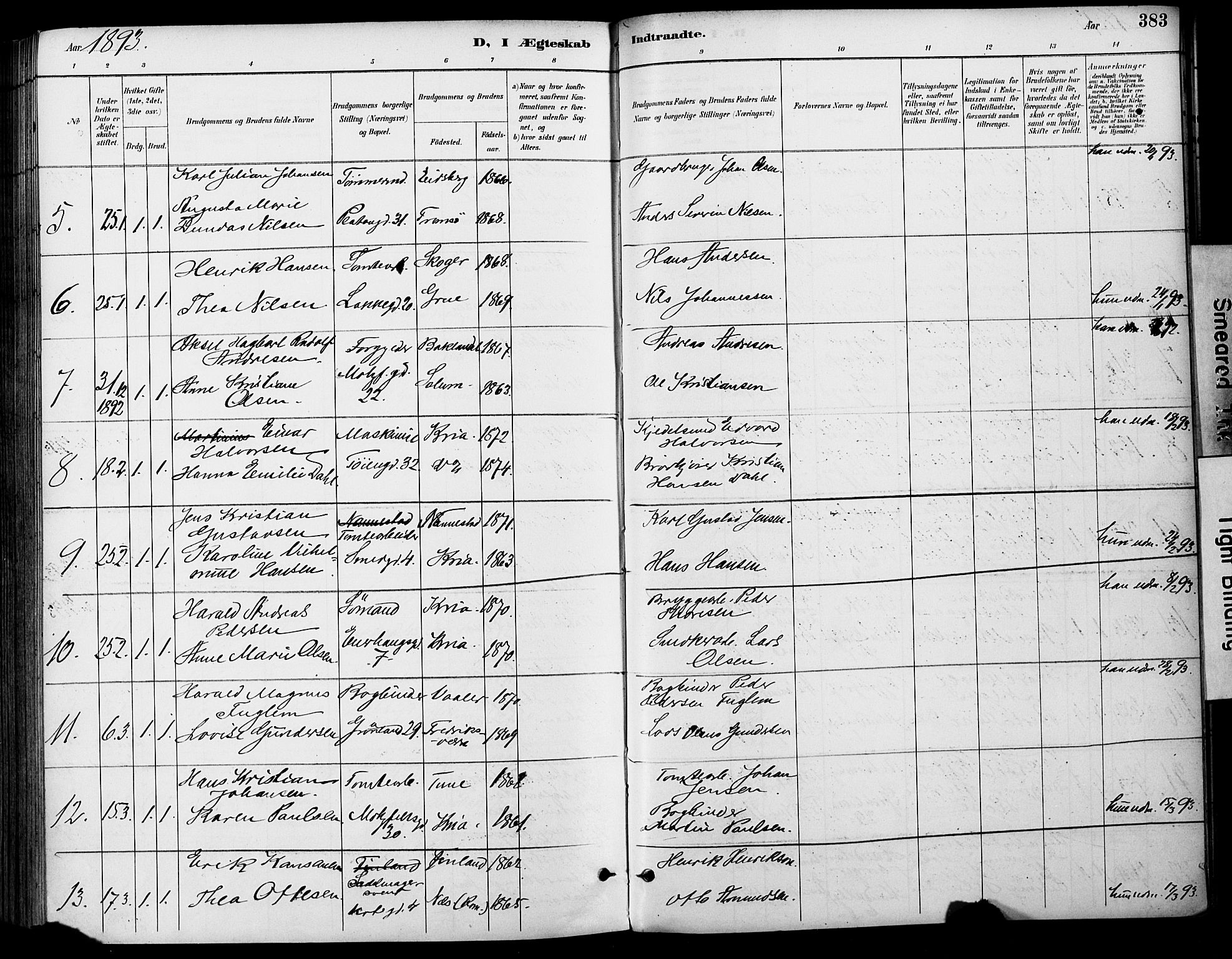 Grønland prestekontor Kirkebøker, AV/SAO-A-10848/F/Fa/L0013: Parish register (official) no. 13, 1887-1906, p. 383