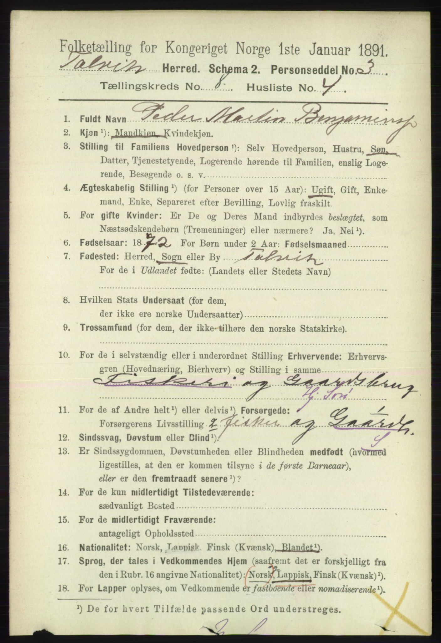 RA, 1891 census for 2013 Talvik, 1891, p. 2075