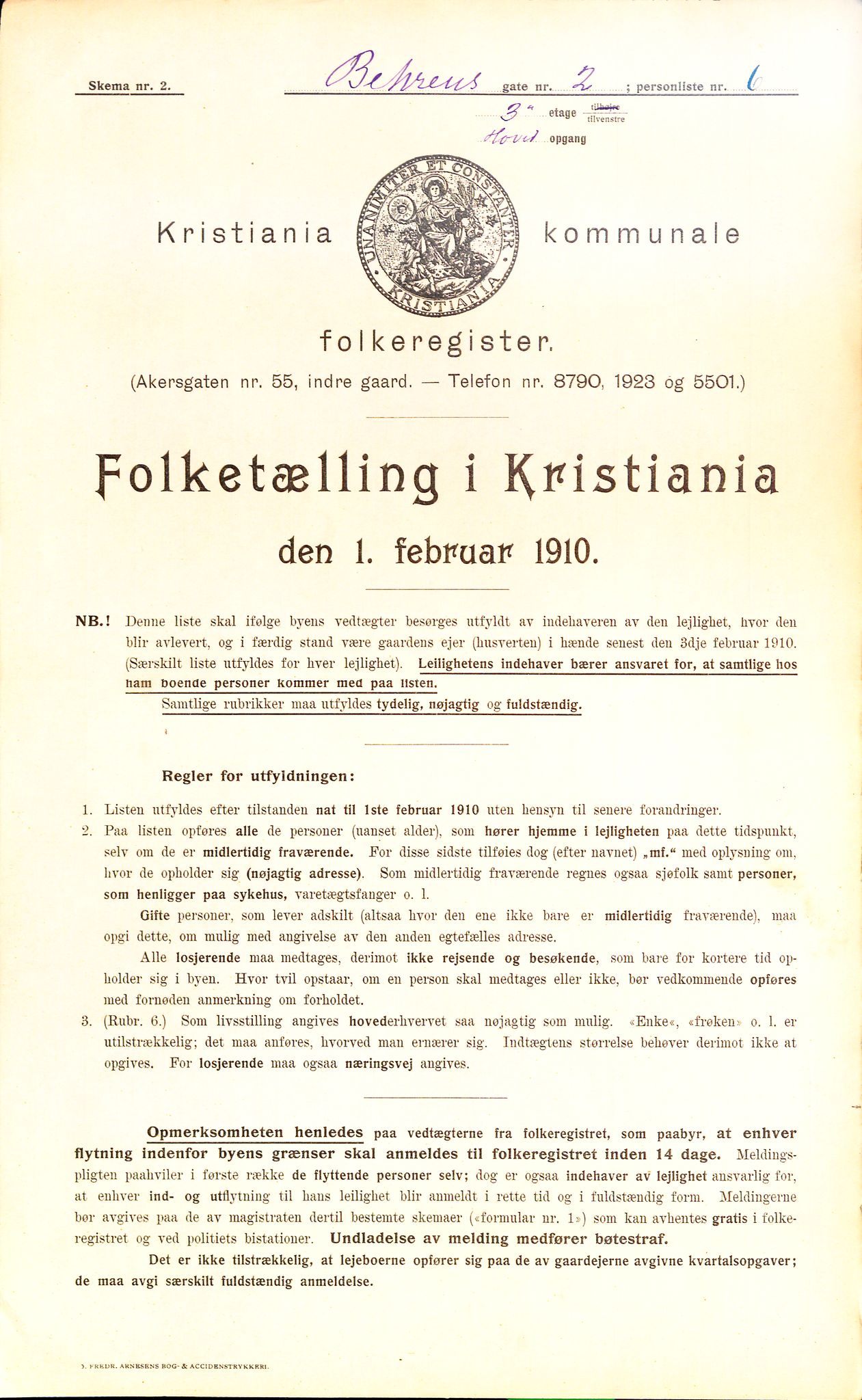 OBA, Municipal Census 1910 for Kristiania, 1910, p. 3219