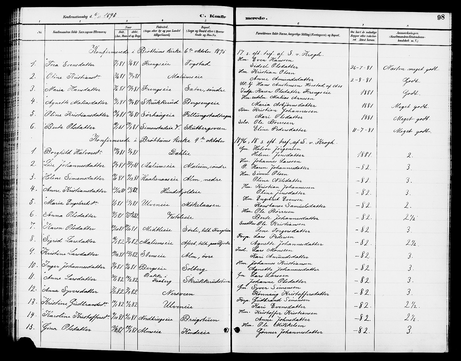 Ringsaker prestekontor, SAH/PREST-014/L/La/L0013: Parish register (copy) no. 13, 1891-1904, p. 98