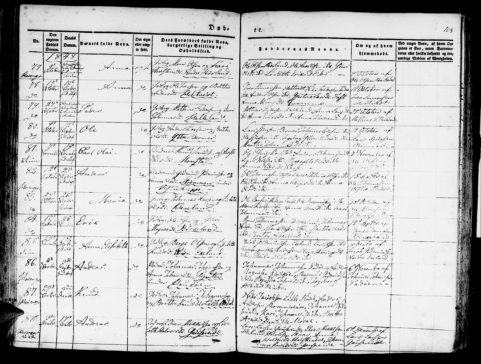 Hosanger sokneprestembete, AV/SAB-A-75801/H/Haa: Parish register (official) no. A 7, 1835-1848, p. 108