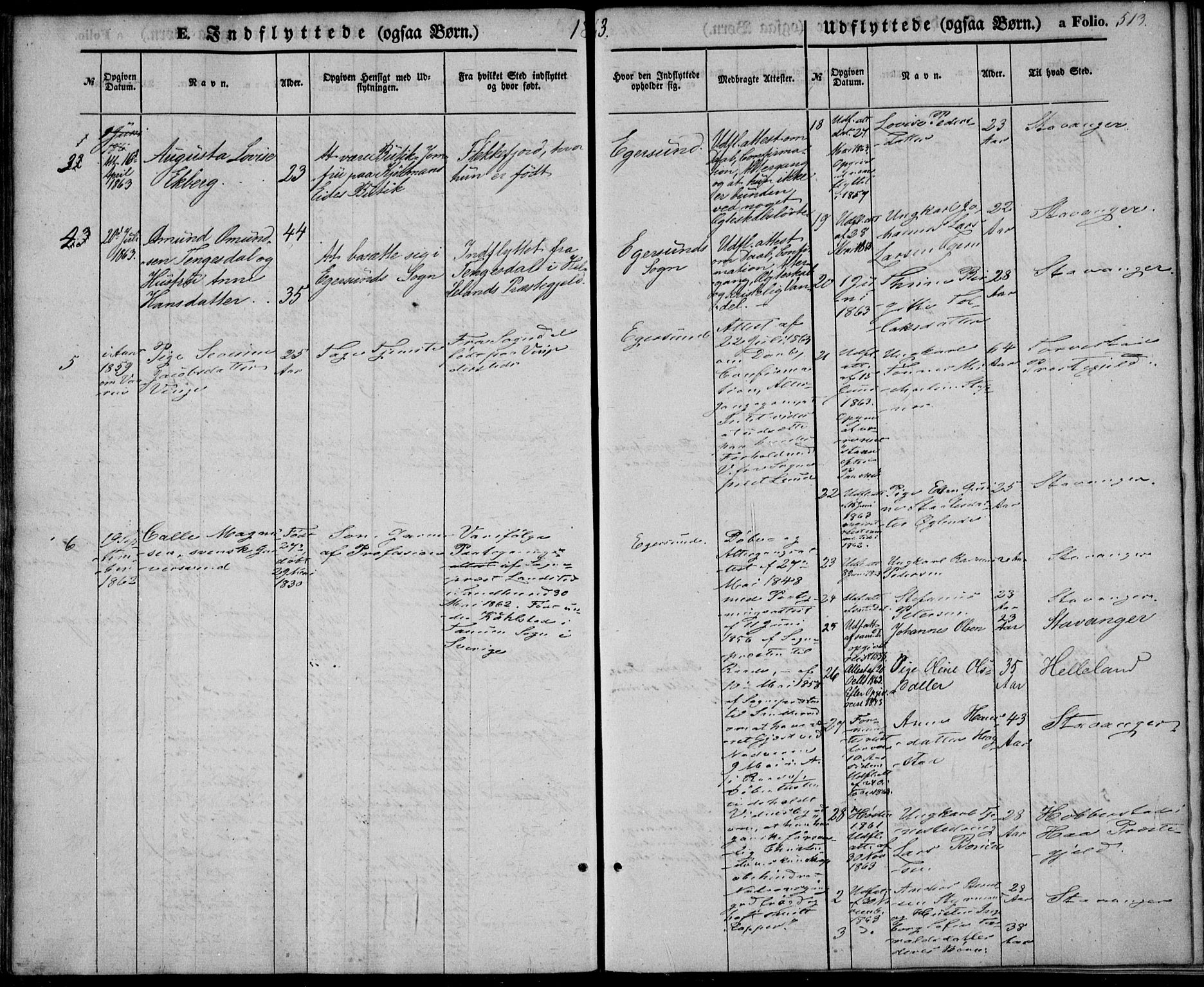 Eigersund sokneprestkontor, SAST/A-101807/S08/L0013: Parish register (official) no. A 12.2, 1850-1865, p. 513