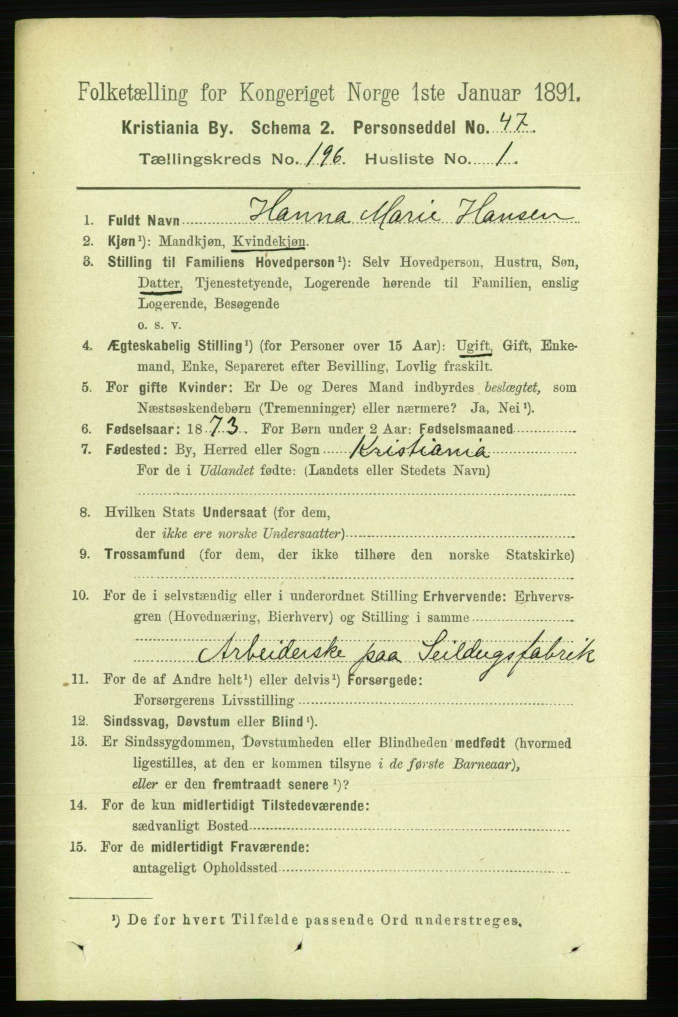 RA, 1891 census for 0301 Kristiania, 1891, p. 118139