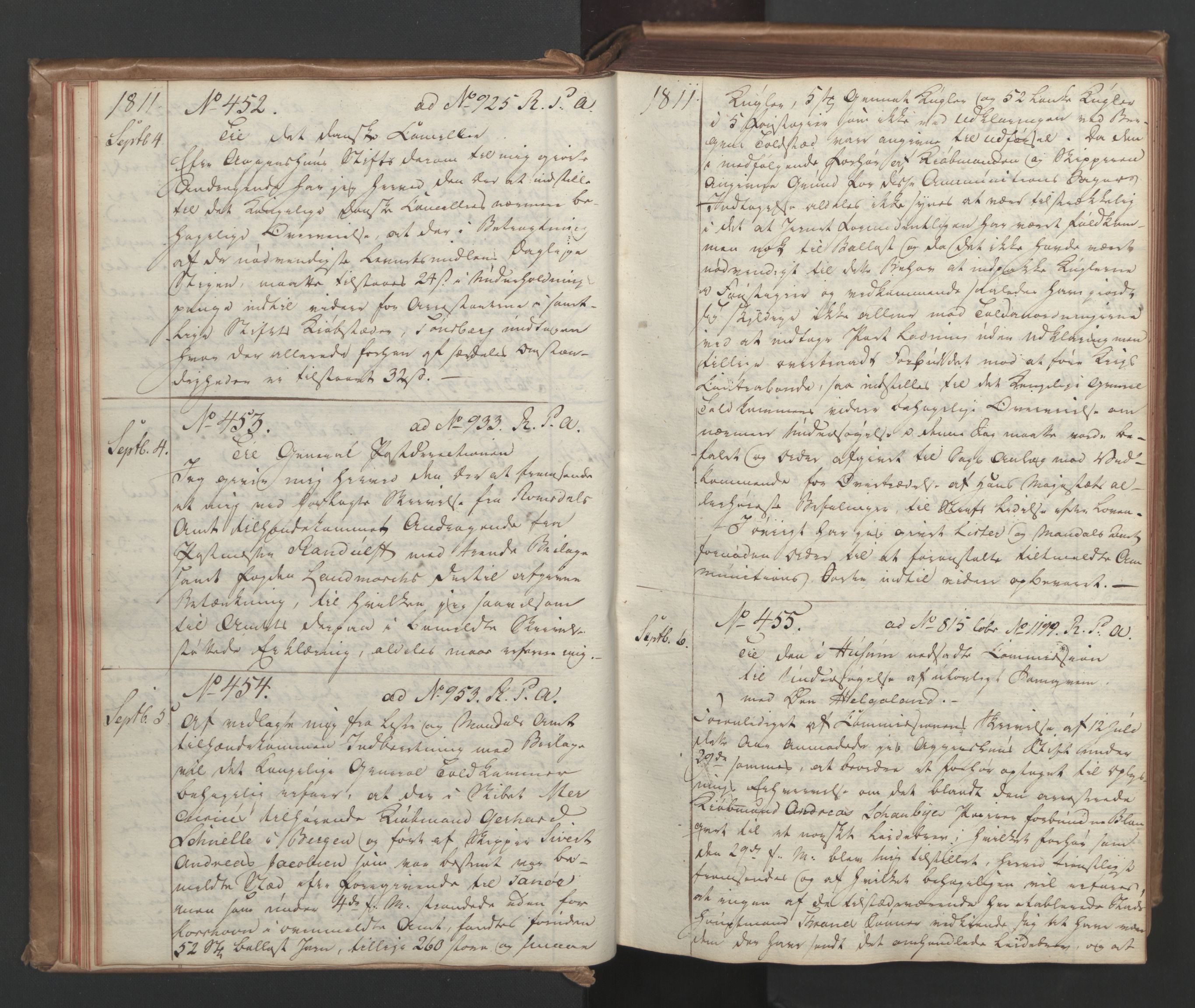 Stattholderembetet 1810-1814, 1. kontor (Kontor A), AV/RA-EA-2872/Ba/L0002: Kollegial korrespondanseprotokoll, 1811-1813, p. 29