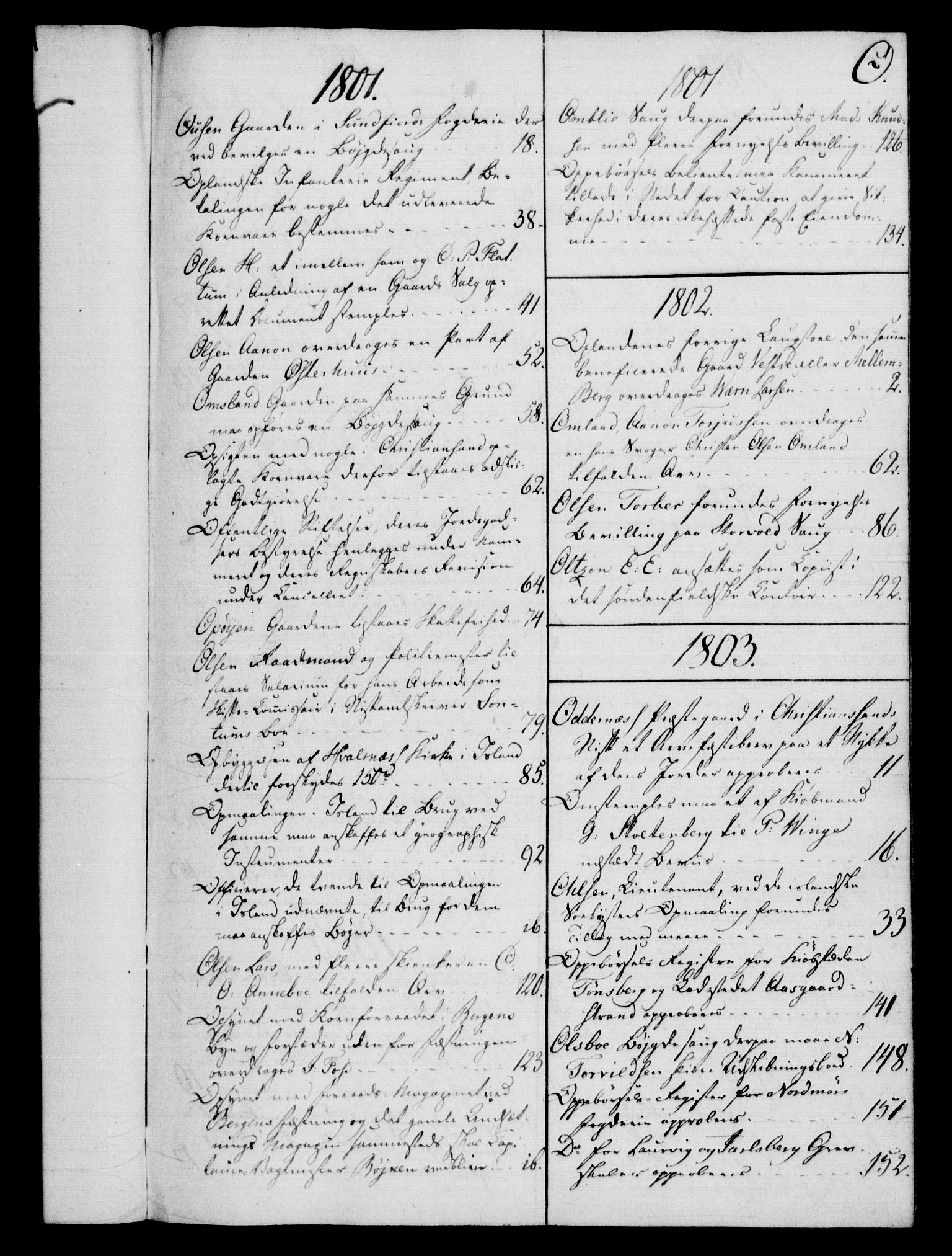 Rentekammeret, Kammerkanselliet, RA/EA-3111/G/Gf/Gfb/L0016: Register til norske relasjons- og resolusjonsprotokoller (merket RK 52.111), 1801-1814, p. 121