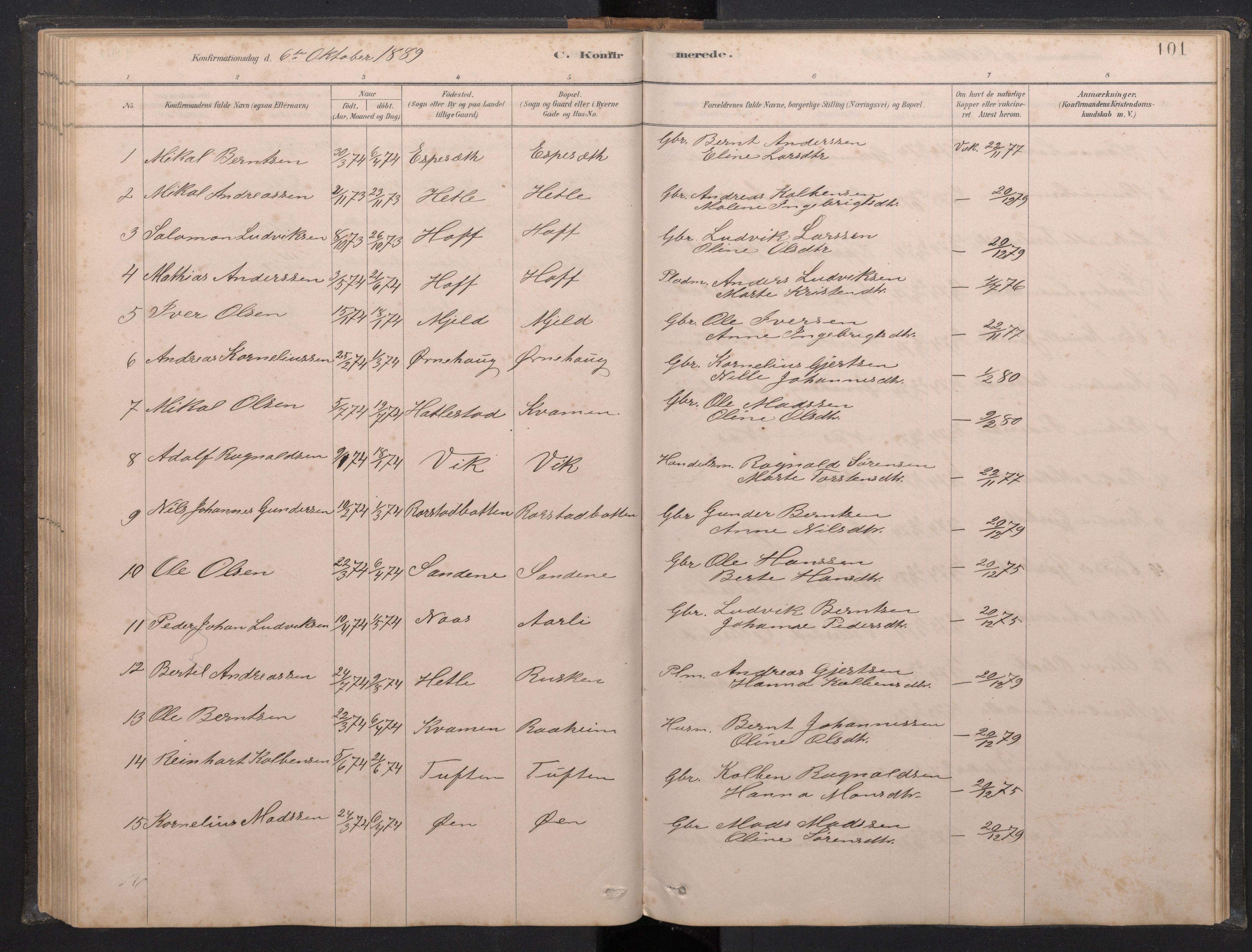 Gaular sokneprestembete, SAB/A-80001/H/Hab: Parish register (copy) no. C 3, 1878-1897, p. 100b-101a