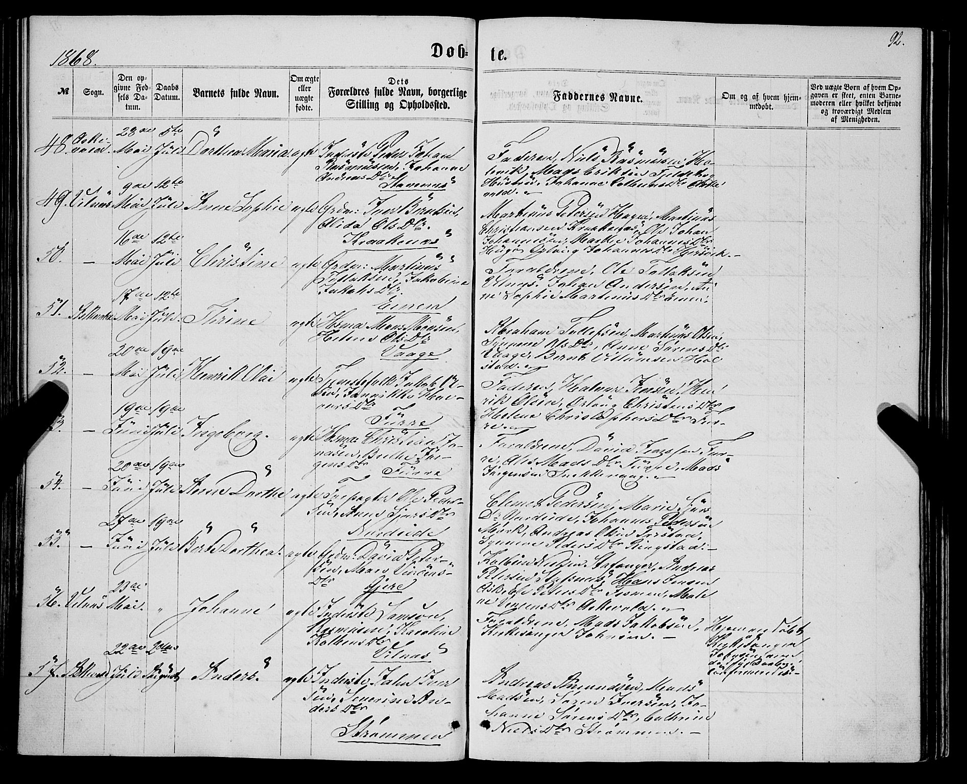 Askvoll sokneprestembete, AV/SAB-A-79501/H/Haa/Haaa/L0012: Parish register (official) no. A 12, 1859-1878, p. 92