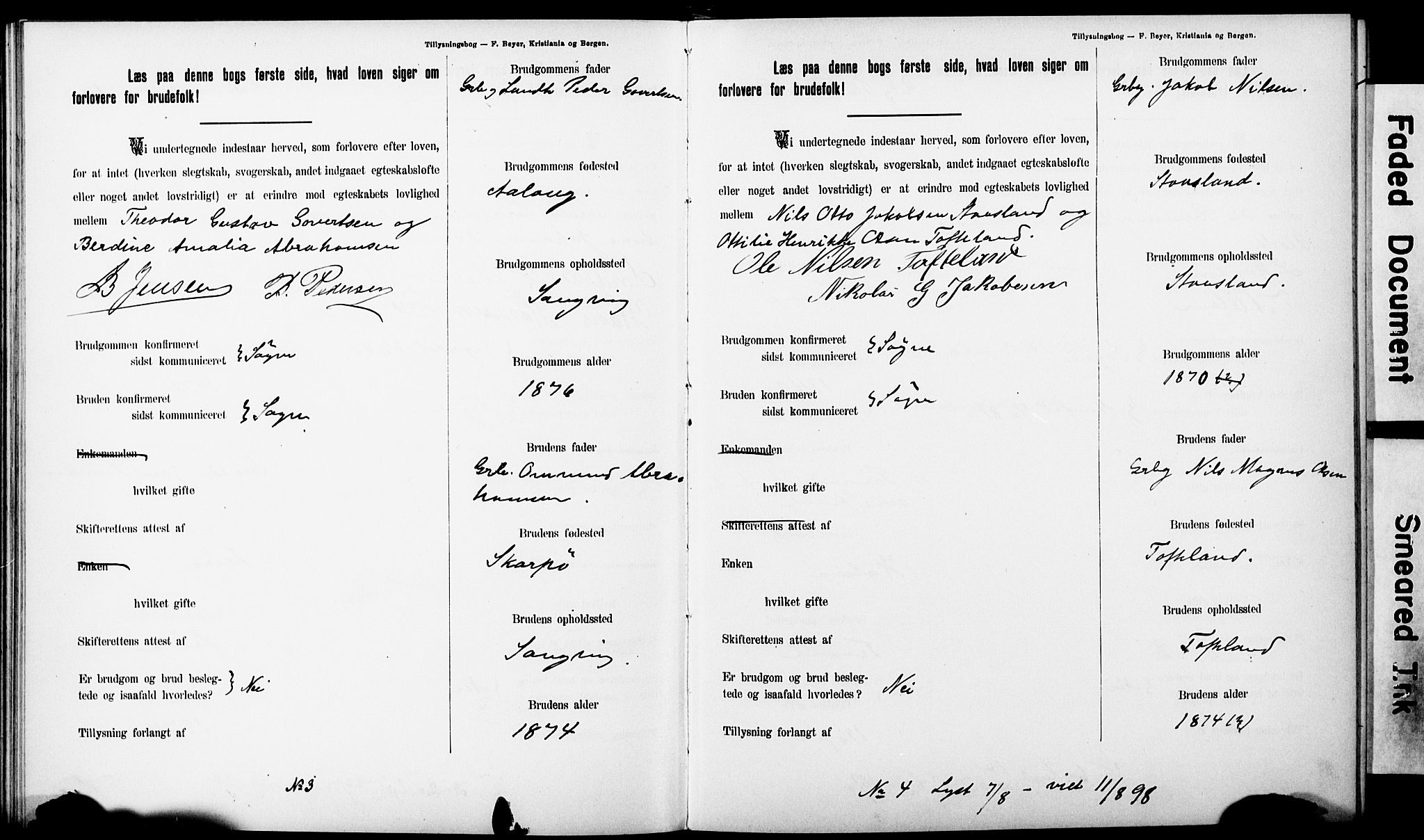 Ullensaker prestekontor Kirkebøker, AV/SAO-A-10236a/H/Ha/L0001: Banns register no. 1, 1892-1910