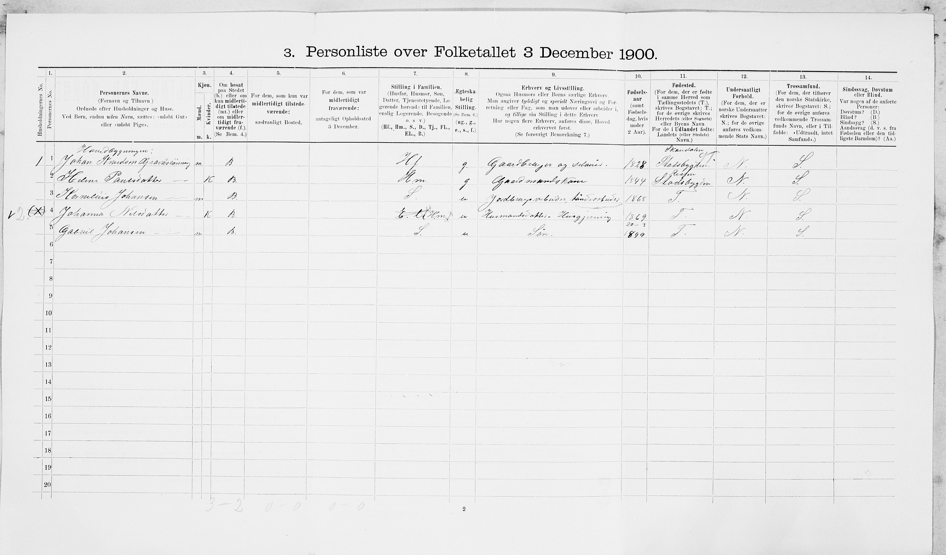 SAT, 1900 census for Leksvik, 1900, p. 974