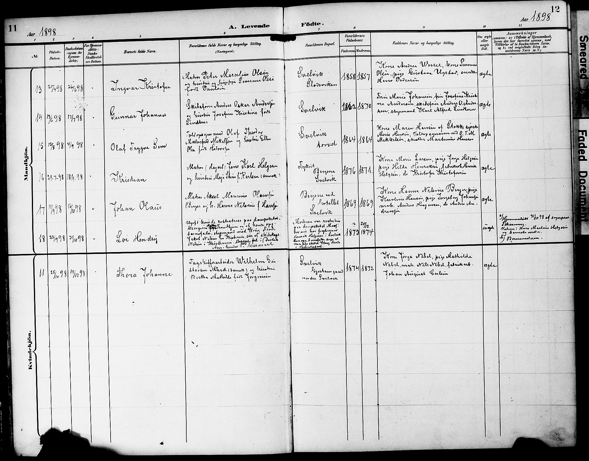 Strømm kirkebøker, AV/SAKO-A-322/G/Gb/L0002: Parish register (copy) no. II 2, 1897-1928, p. 11-12