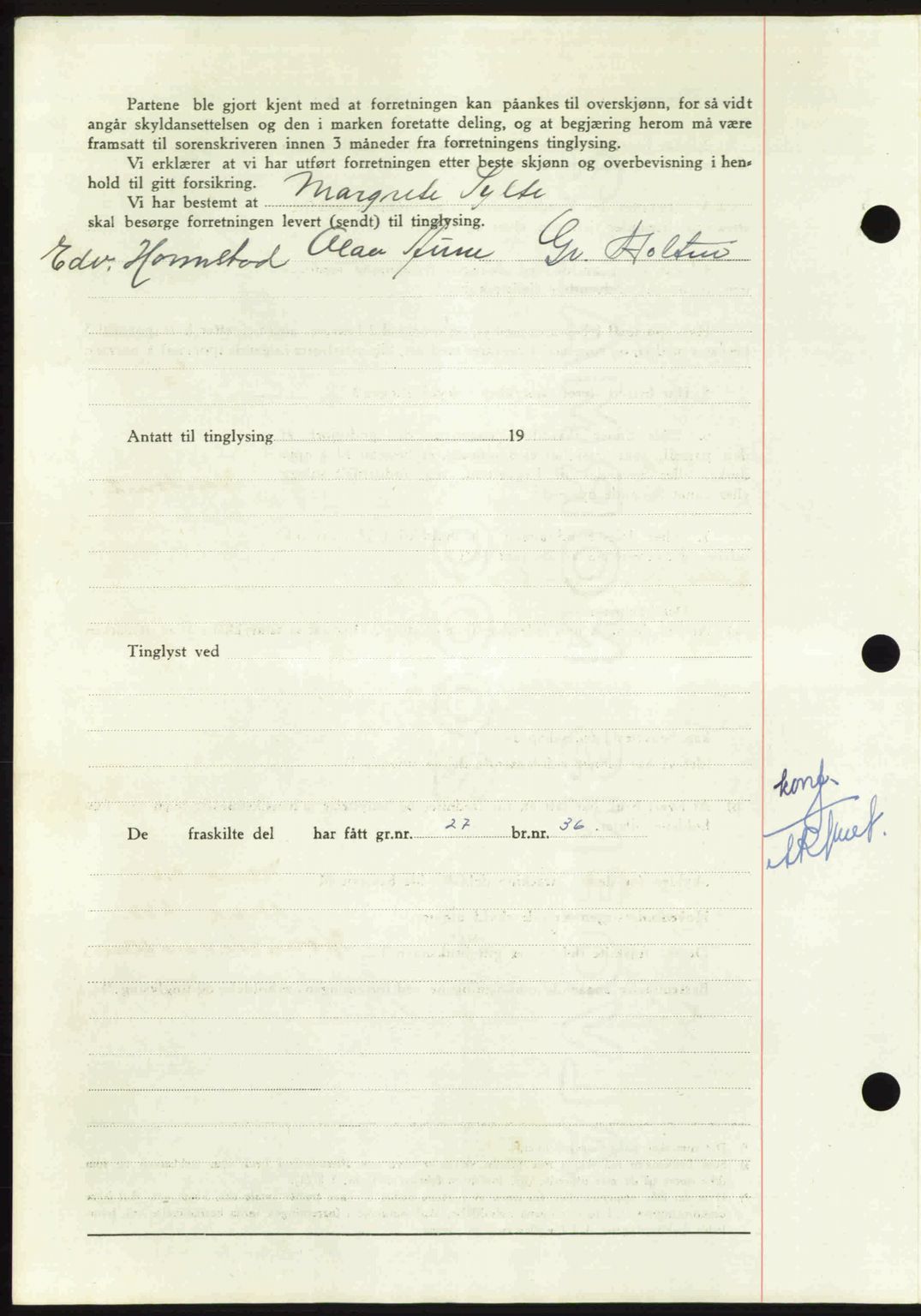 Nordmøre sorenskriveri, AV/SAT-A-4132/1/2/2Ca: Mortgage book no. A112, 1949-1949, Diary no: : 2298/1949