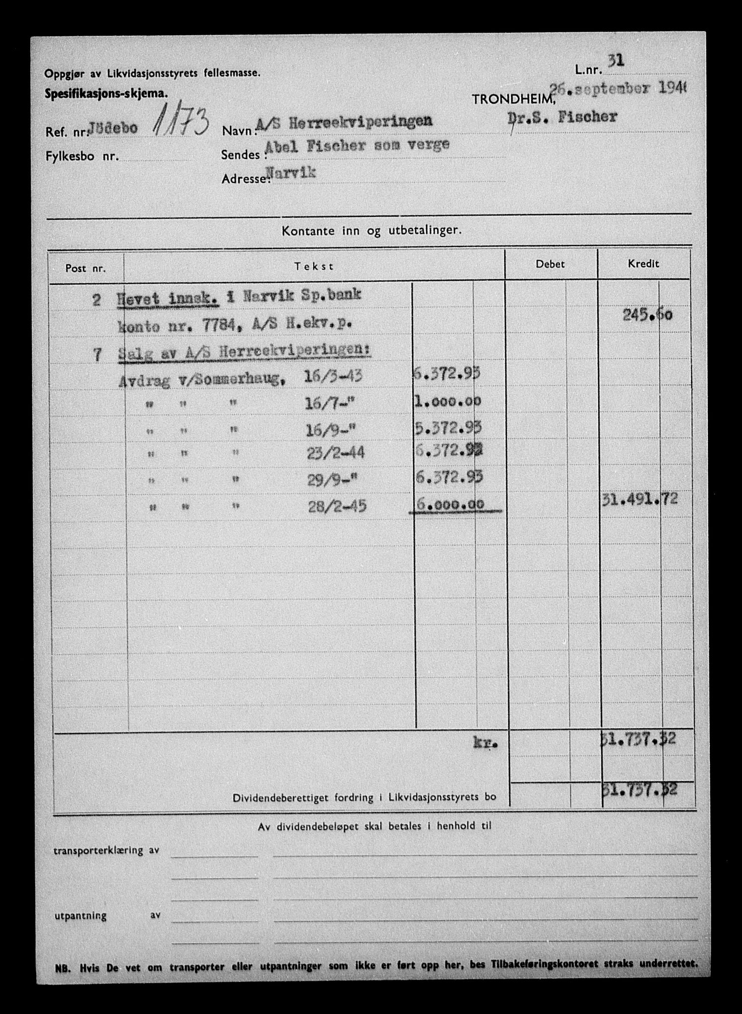 Justisdepartementet, Tilbakeføringskontoret for inndratte formuer, AV/RA-S-1564/H/Hc/Hcb/L0913: --, 1945-1947, p. 28