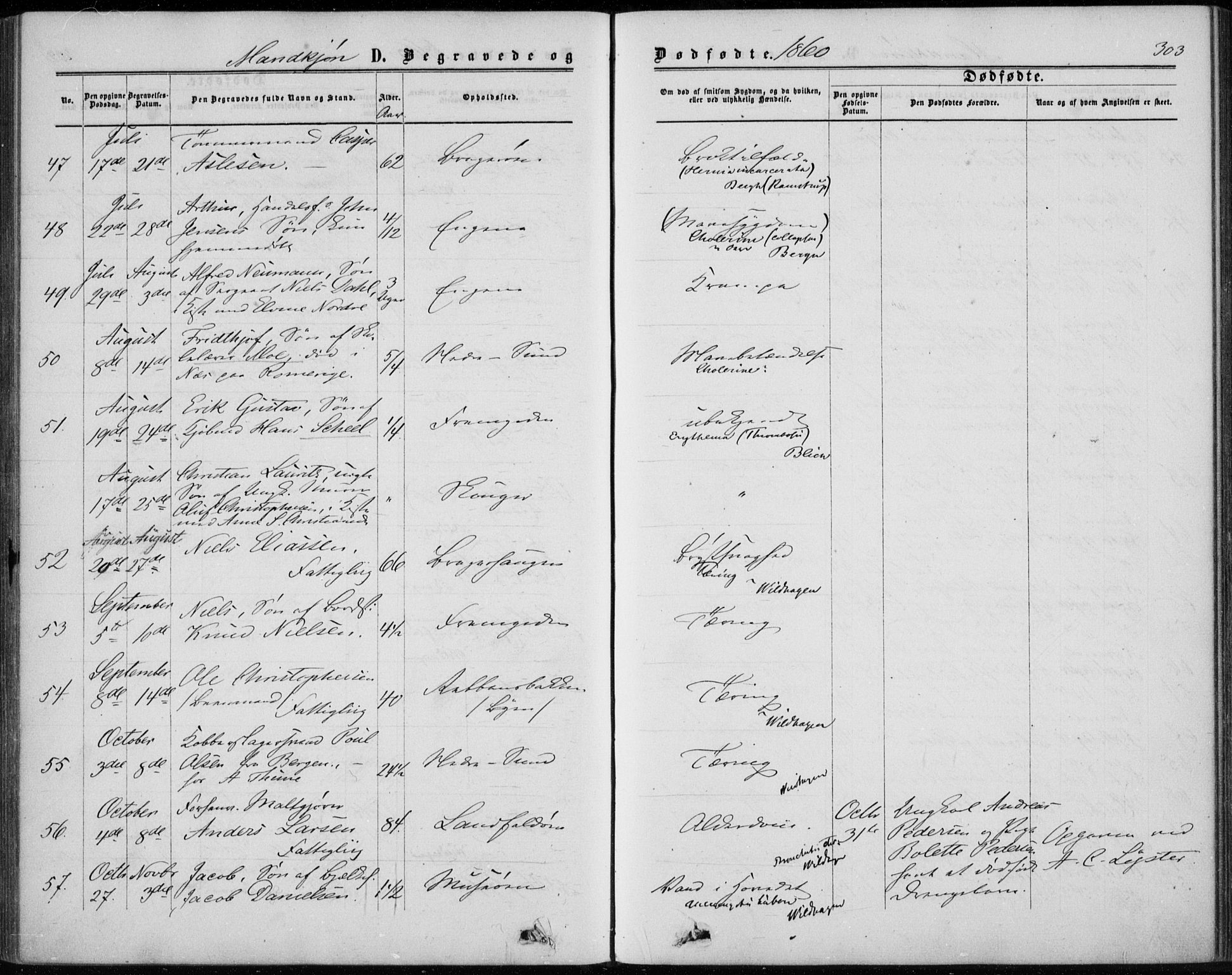 Bragernes kirkebøker, AV/SAKO-A-6/F/Fb/L0003: Parish register (official) no. II 3, 1860-1868, p. 303