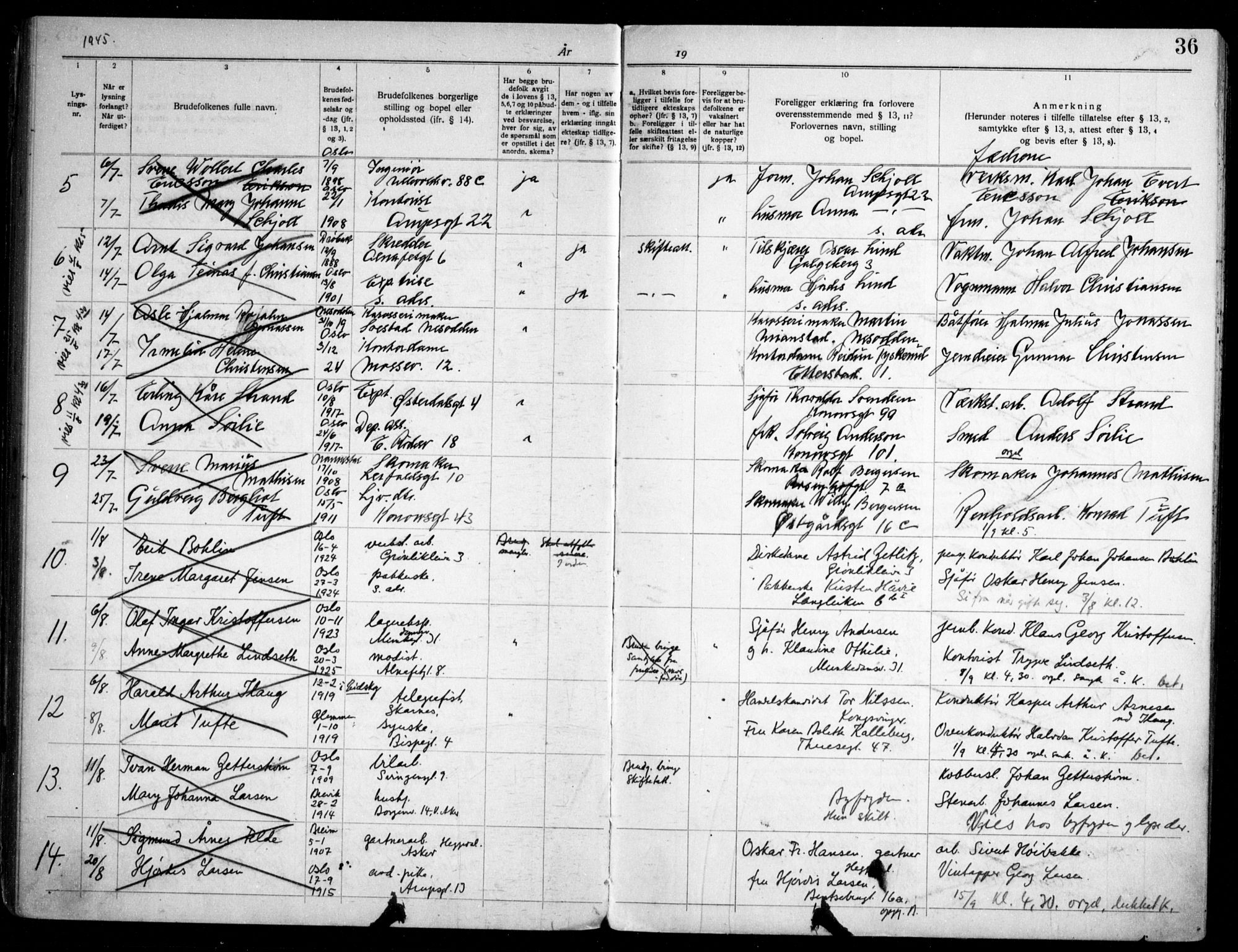 Gamlebyen prestekontor Kirkebøker, AV/SAO-A-10884/H/Ha/L0003: Banns register no. 3, 1936-1959, p. 36