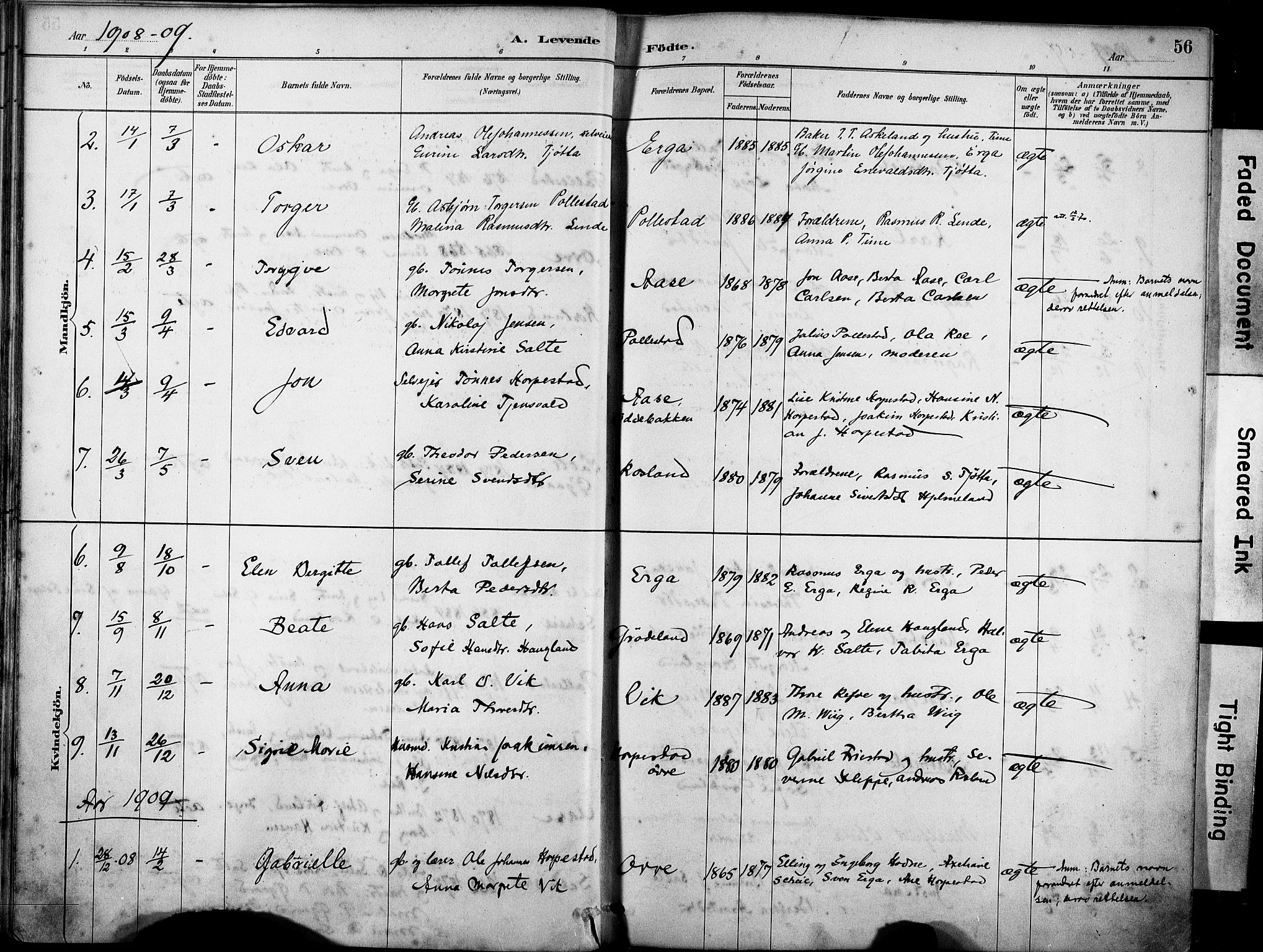 Klepp sokneprestkontor, AV/SAST-A-101803/001/3/30BA/L0007: Parish register (official) no. A 8, 1886-1912, p. 56