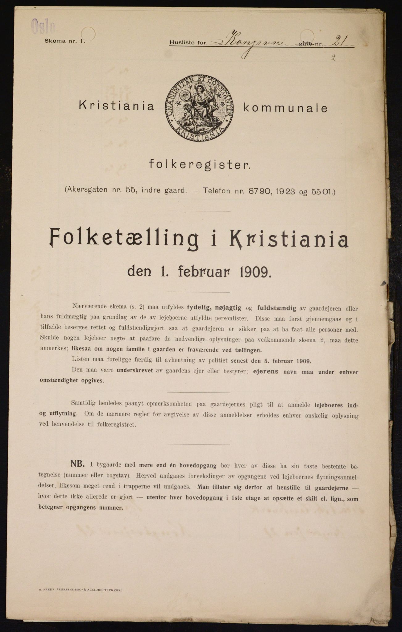 OBA, Municipal Census 1909 for Kristiania, 1909, p. 48642