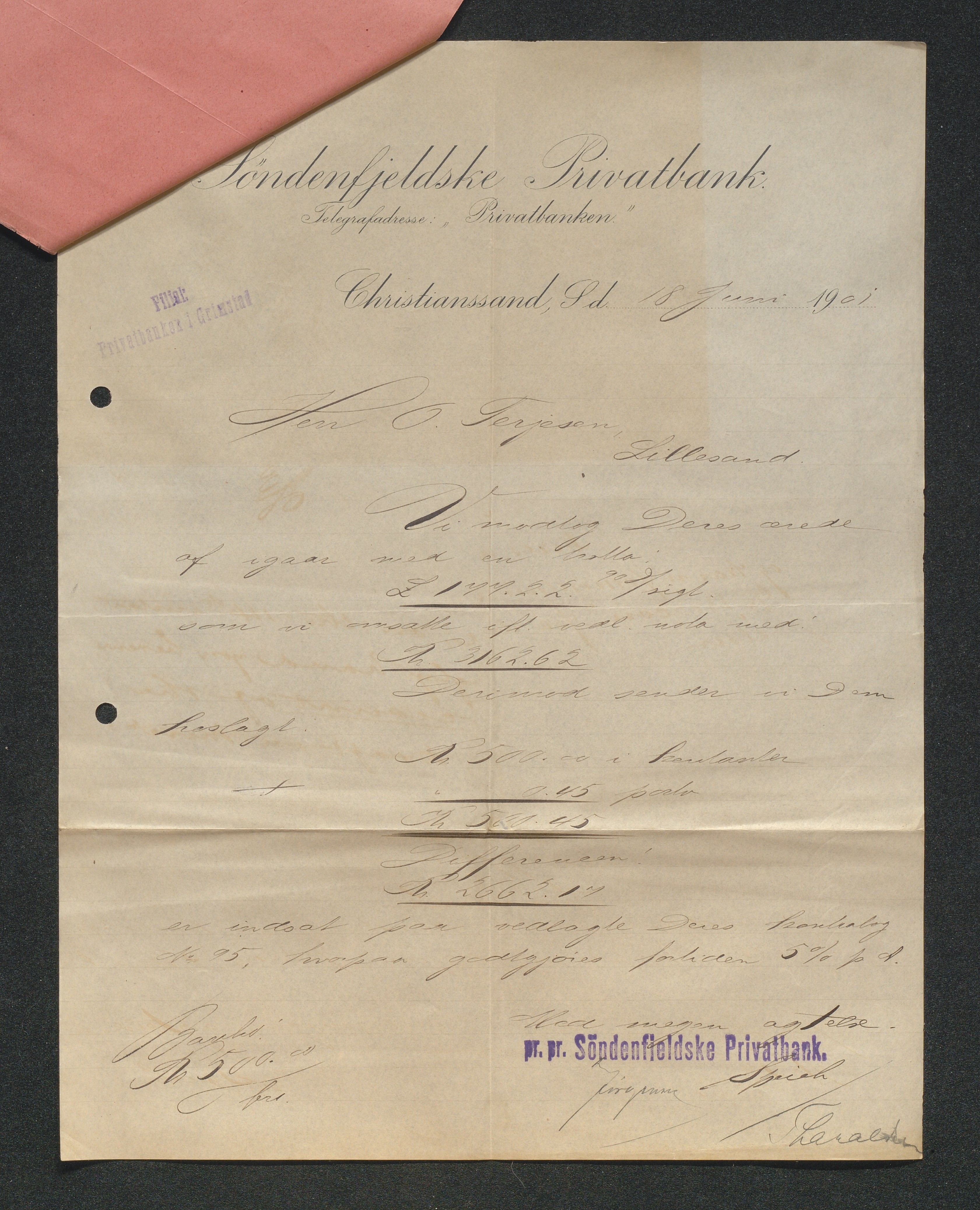 O. Terjesens rederi, AAKS/PA-2525/E/E01/L0009: Korrespondanse, 1901