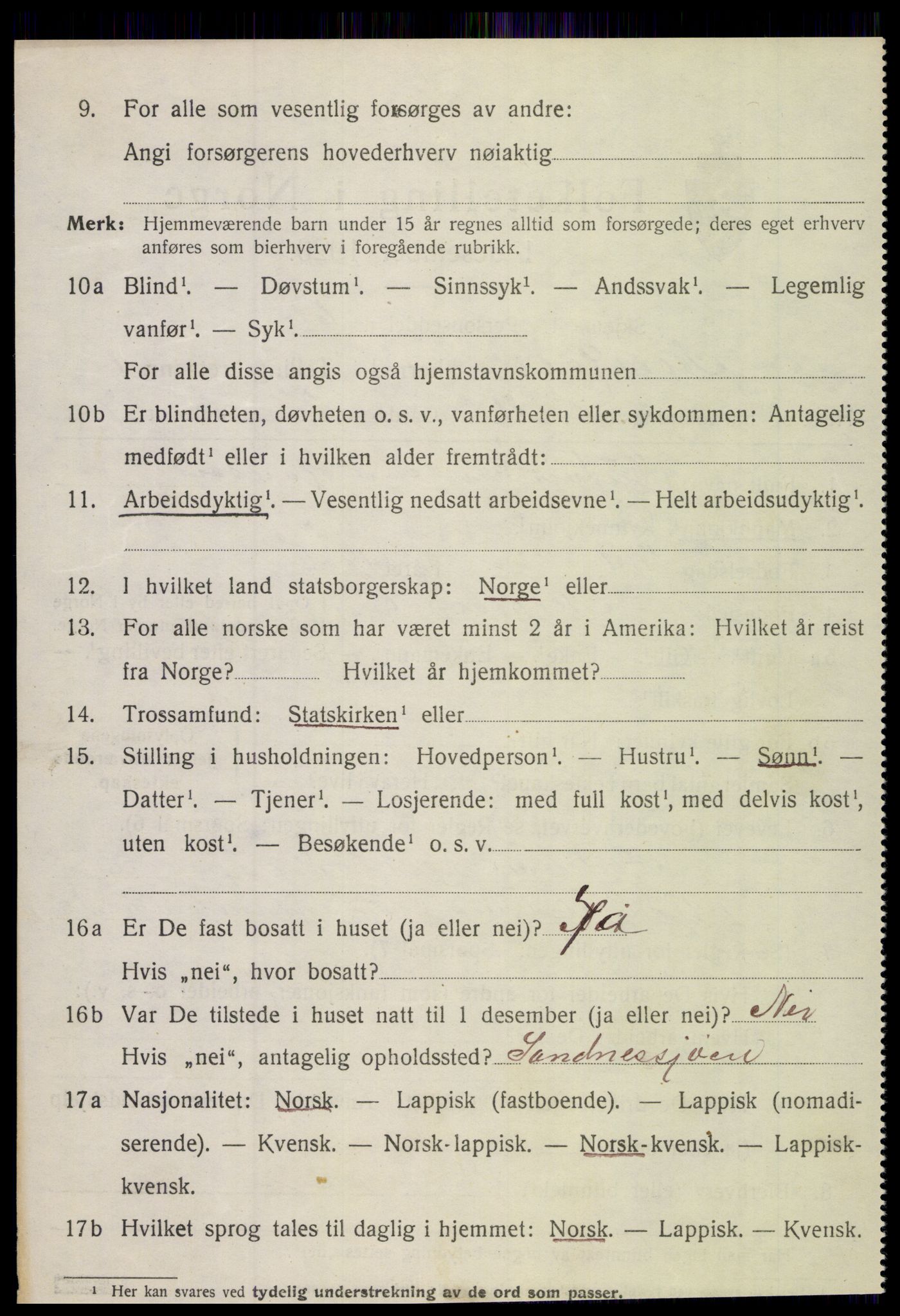 SAT, 1920 census for Nordfold, 1920, p. 644