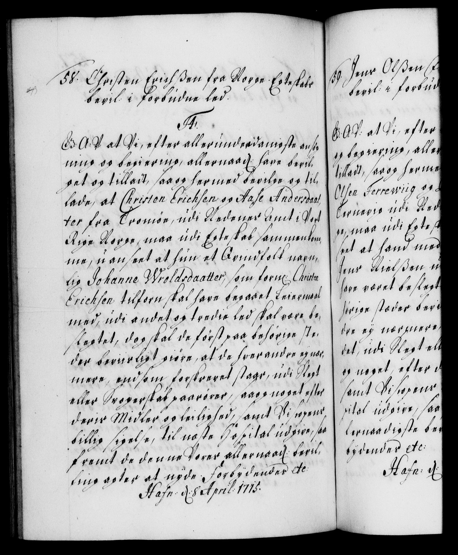 Danske Kanselli 1572-1799, AV/RA-EA-3023/F/Fc/Fca/Fcaa/L0021: Norske registre, 1712-1715, p. 457b