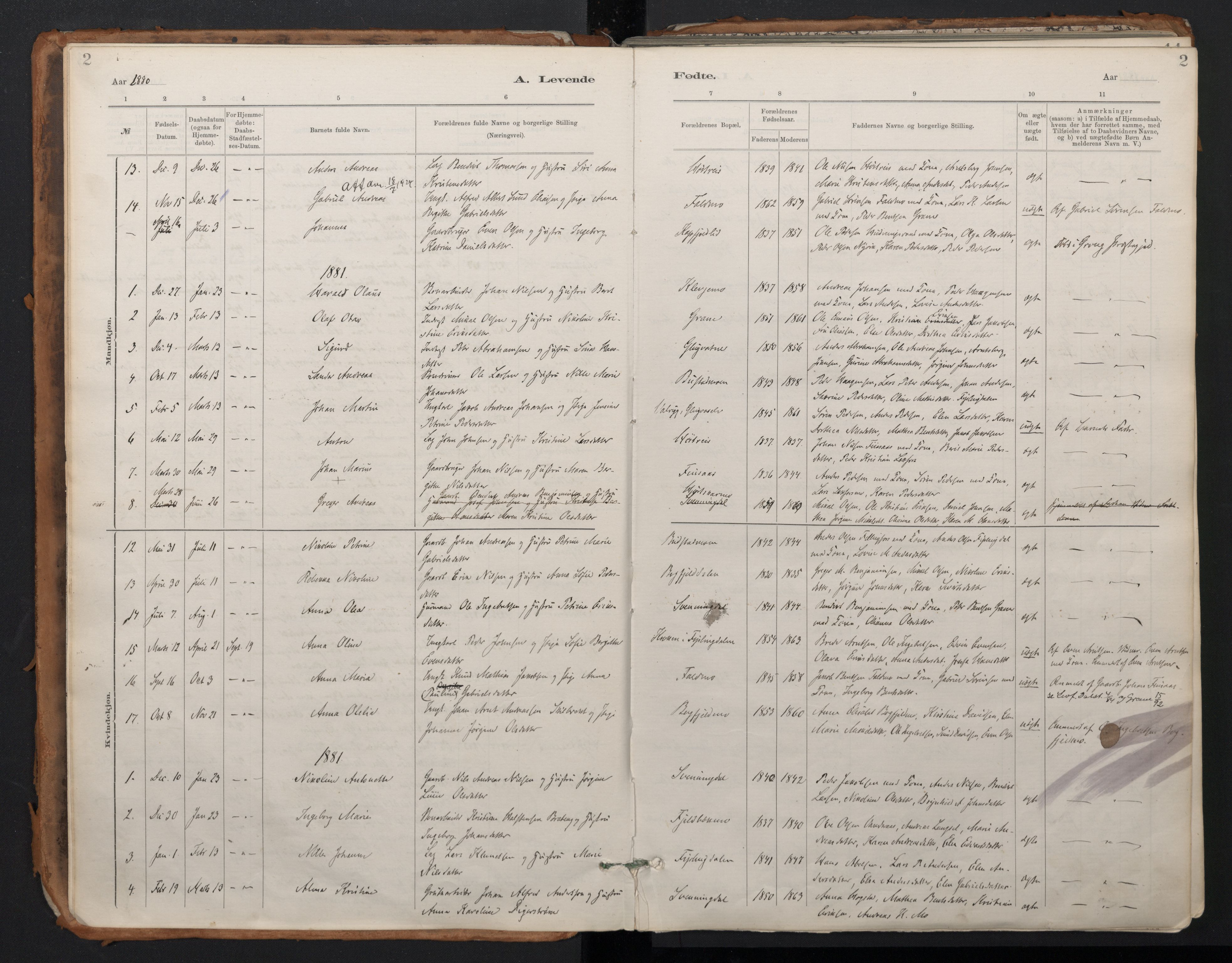 Ministerialprotokoller, klokkerbøker og fødselsregistre - Nordland, SAT/A-1459/824/L0338: Parish register (official) no. 824A01, 1880-1915, p. 2