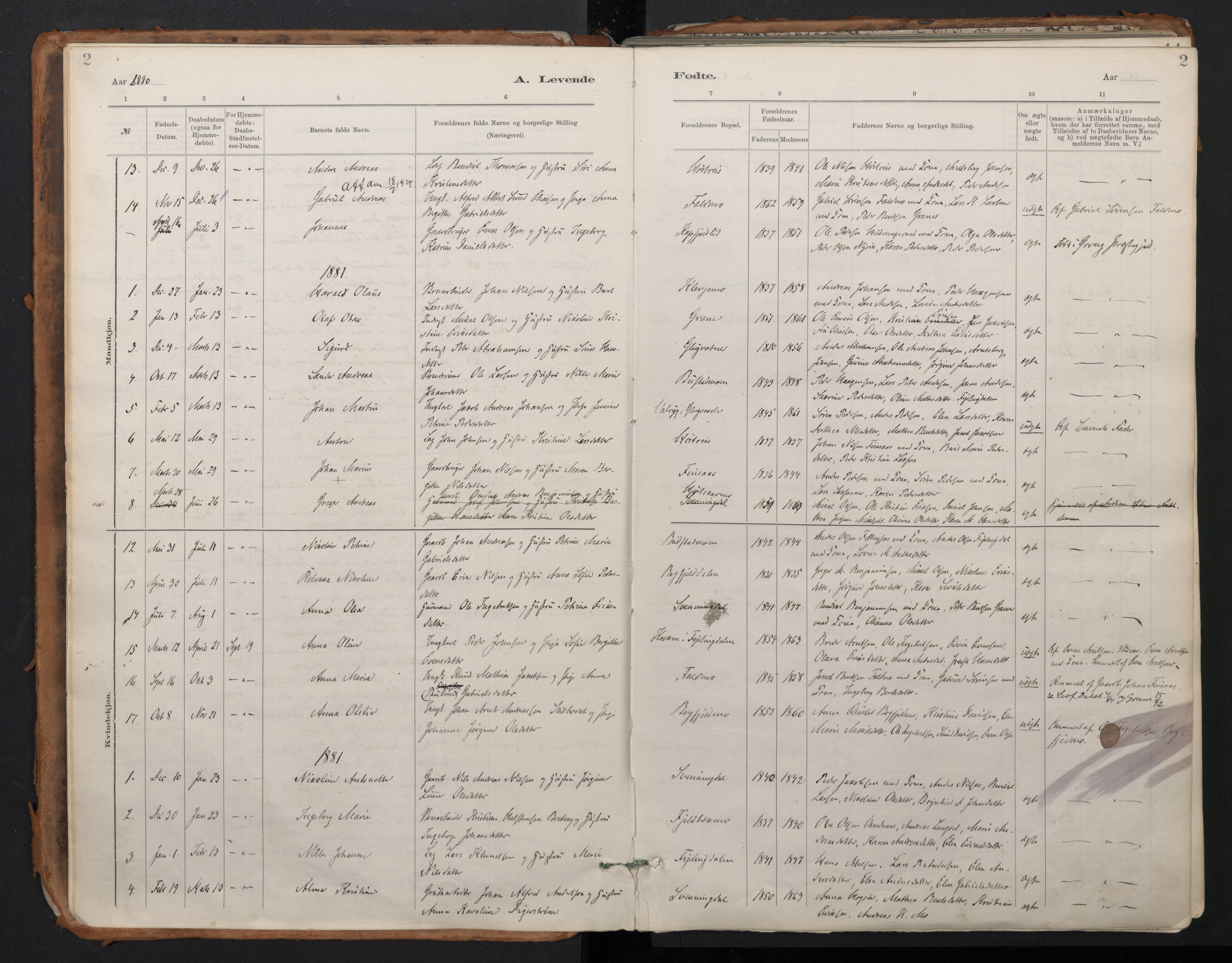 Ministerialprotokoller, klokkerbøker og fødselsregistre - Nordland, AV/SAT-A-1459/824/L0338: Parish register (official) no. 824A01, 1880-1915, p. 2