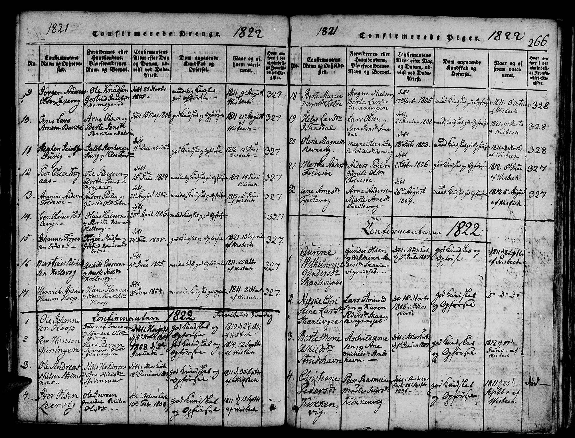 Askøy Sokneprestembete, AV/SAB-A-74101/H/Ha/Haa/Haaa/L0003: Parish register (official) no. A 3, 1815-1825, p. 266