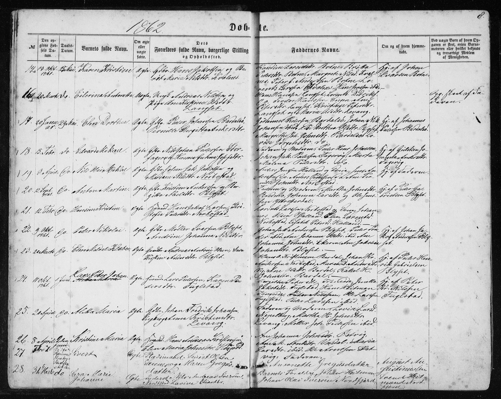 Ministerialprotokoller, klokkerbøker og fødselsregistre - Nordland, SAT/A-1459/838/L0556: Parish register (copy) no. 838C03, 1861-1893, p. 8