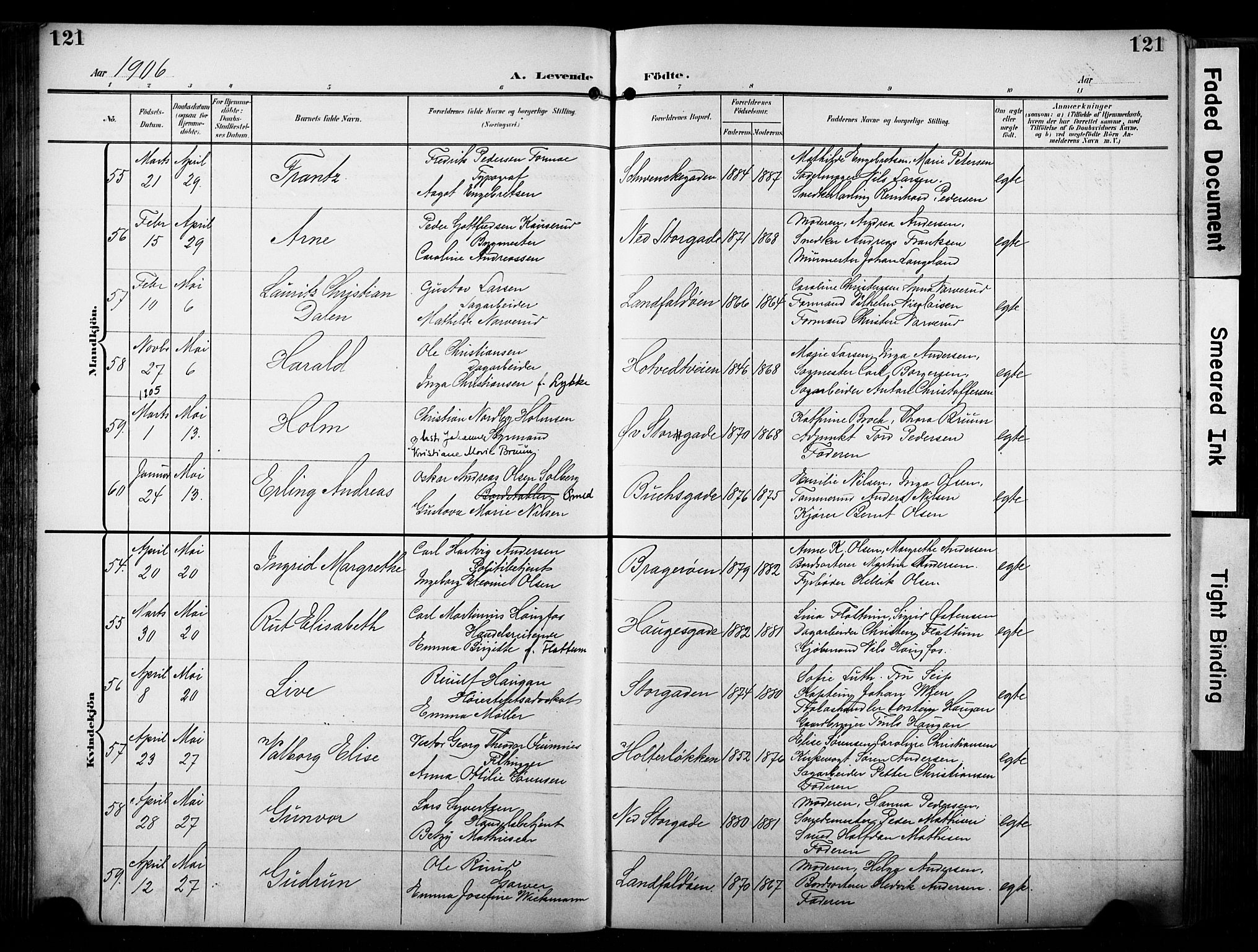 Bragernes kirkebøker, AV/SAKO-A-6/F/Fb/L0009: Parish register (official) no. II 9, 1902-1911, p. 121