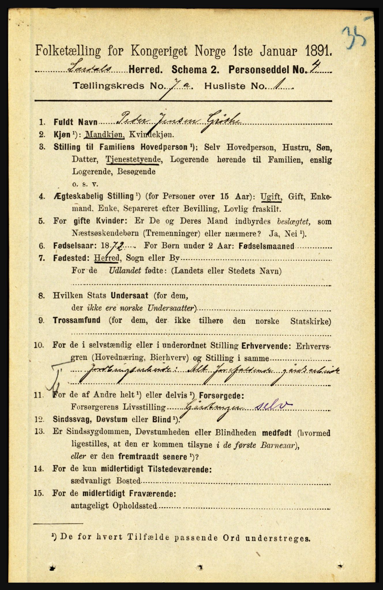 RA, 1891 census for 1422 Lærdal, 1891, p. 807