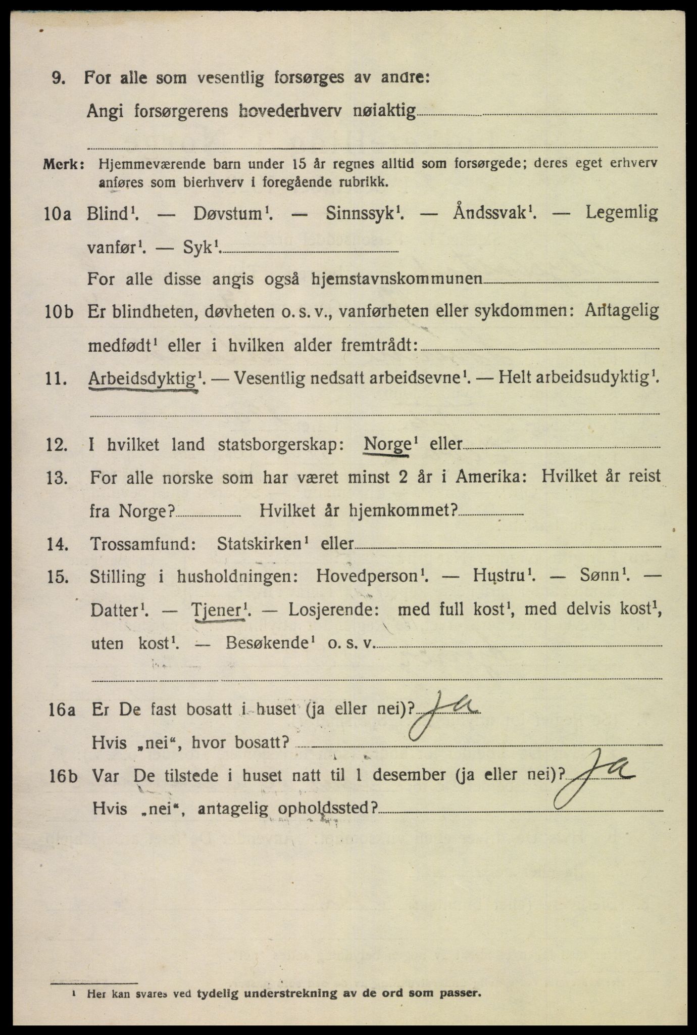 SAK, 1920 census for Hægebostad, 1920, p. 2086