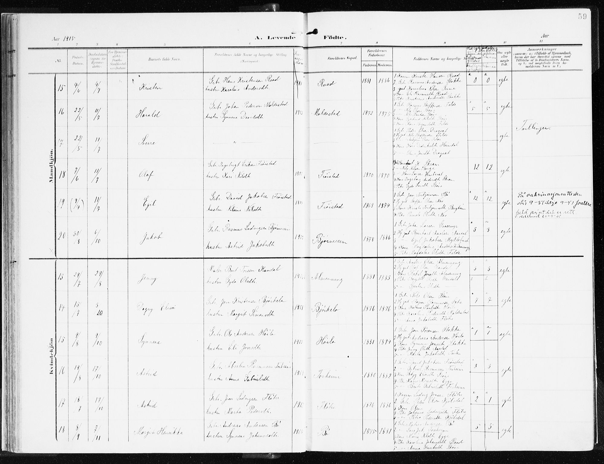 Gloppen sokneprestembete, AV/SAB-A-80101/H/Haa/Haac/L0003: Parish register (official) no. C 3, 1904-1921, p. 59