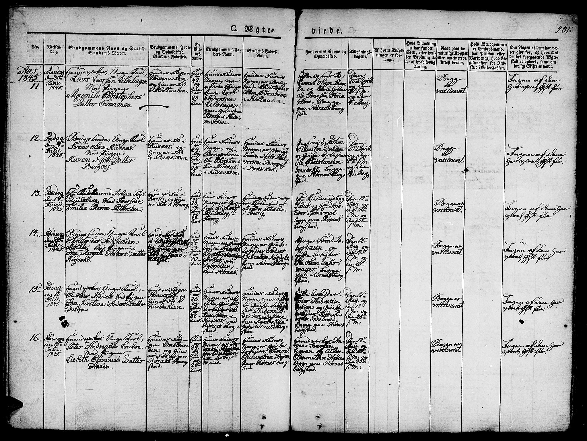 Ministerialprotokoller, klokkerbøker og fødselsregistre - Sør-Trøndelag, SAT/A-1456/681/L0939: Parish register (copy) no. 681C03, 1829-1855, p. 501