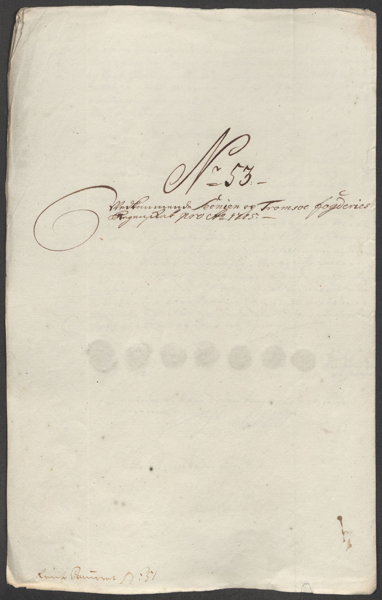 Rentekammeret inntil 1814, Reviderte regnskaper, Fogderegnskap, AV/RA-EA-4092/R68/L4761: Fogderegnskap Senja og Troms, 1715, p. 258