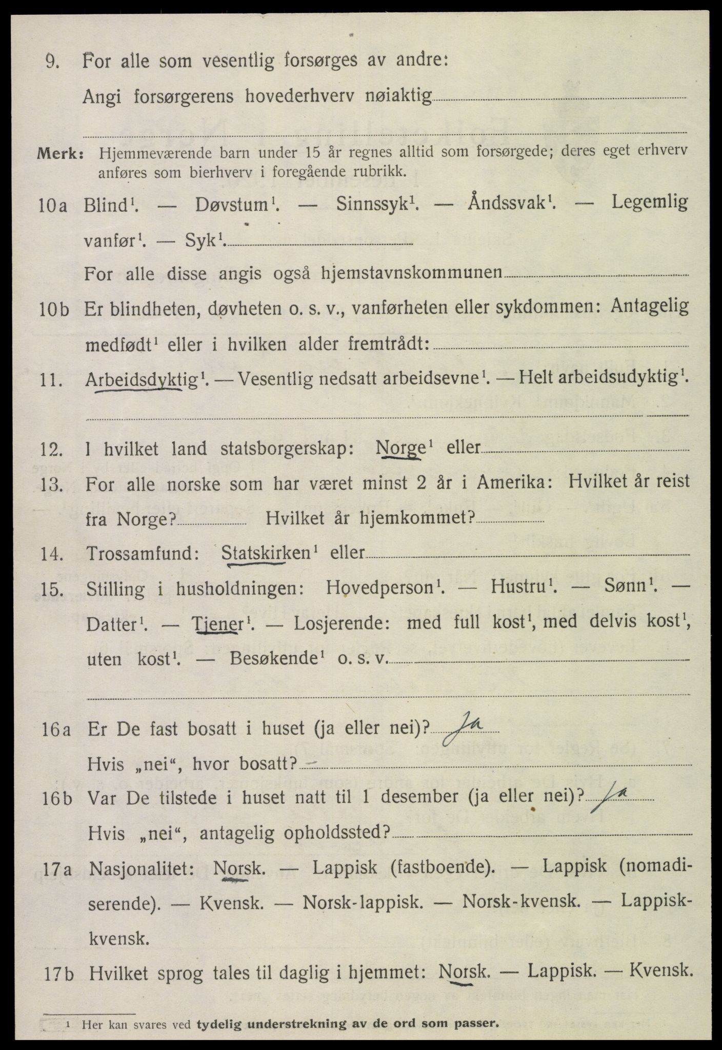 SAT, 1920 census for Overhalla, 1920, p. 4899