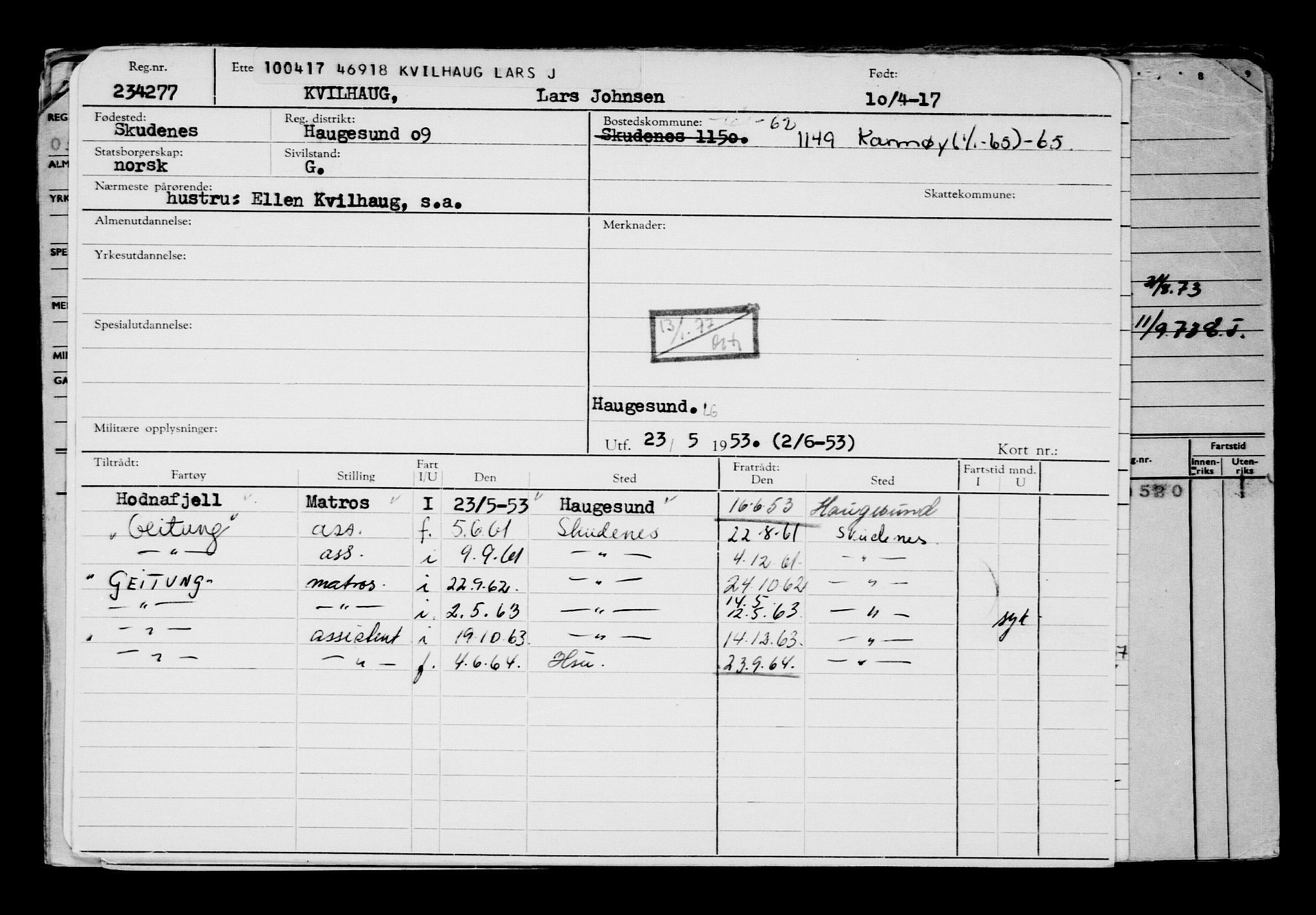 Direktoratet for sjømenn, AV/RA-S-3545/G/Gb/L0147: Hovedkort, 1917, p. 564