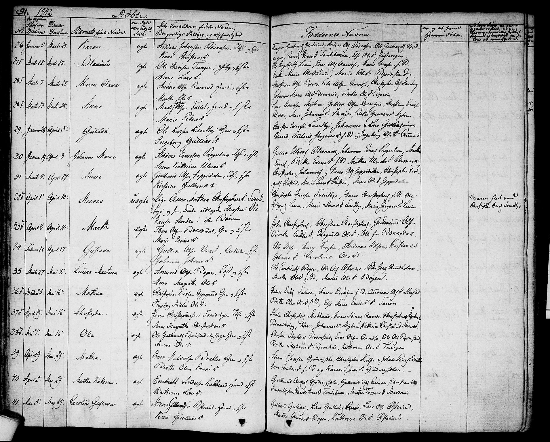 Hurdal prestekontor Kirkebøker, AV/SAO-A-10889/F/Fa/L0004: Parish register (official) no. I 4, 1828-1845, p. 91