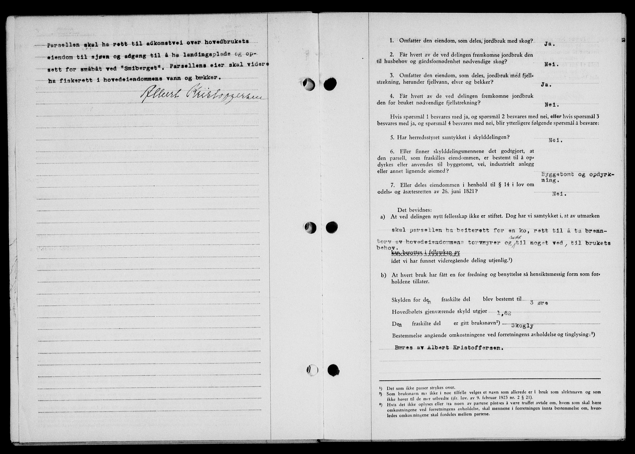 Lofoten sorenskriveri, SAT/A-0017/1/2/2C/L0011a: Mortgage book no. 11a, 1943-1943, Diary no: : 830/1943