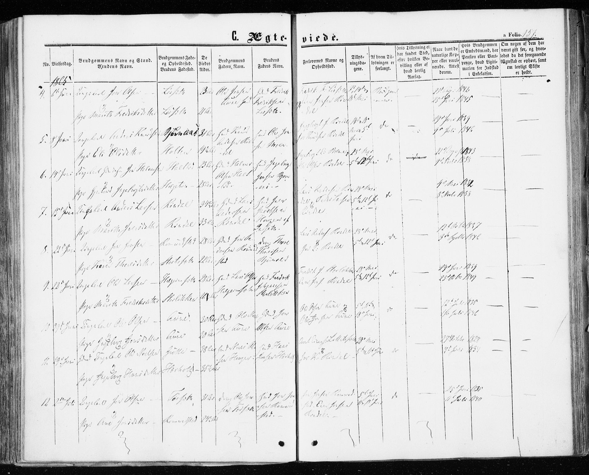 Ministerialprotokoller, klokkerbøker og fødselsregistre - Møre og Romsdal, SAT/A-1454/598/L1067: Parish register (official) no. 598A01, 1858-1871, p. 157