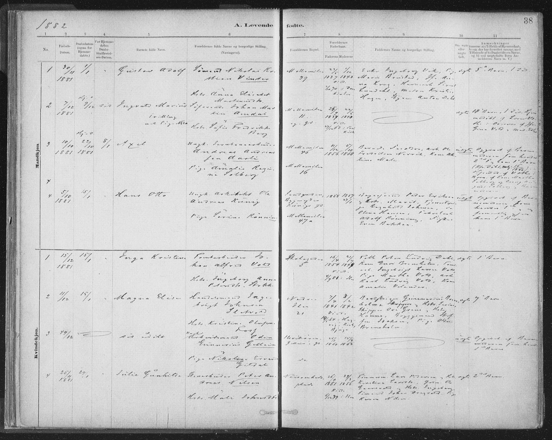 Ministerialprotokoller, klokkerbøker og fødselsregistre - Sør-Trøndelag, SAT/A-1456/603/L0162: Parish register (official) no. 603A01, 1879-1895, p. 38