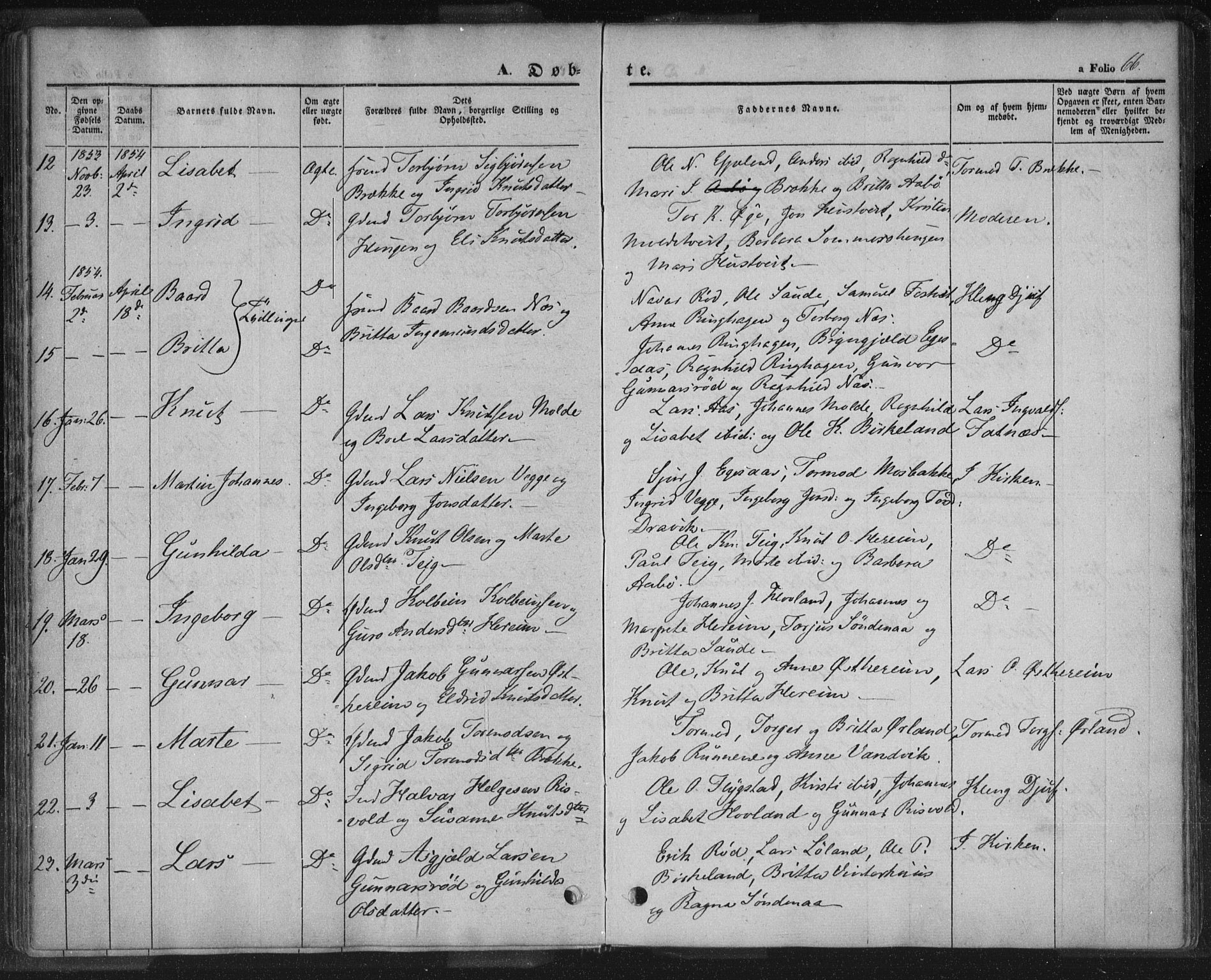 Sand sokneprestkontor, AV/SAST-A-101848/01/III/L0002: Parish register (official) no. A 2, 1838-1859, p. 66