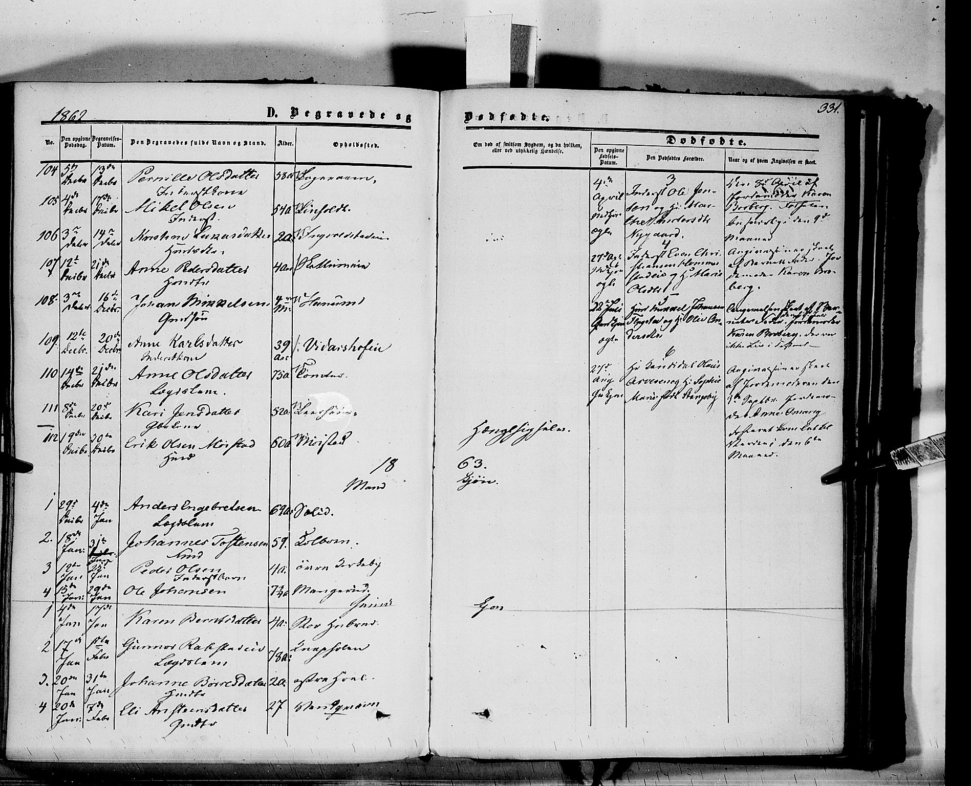 Vang prestekontor, Hedmark, SAH/PREST-008/H/Ha/Haa/L0012: Parish register (official) no. 12, 1855-1870, p. 331