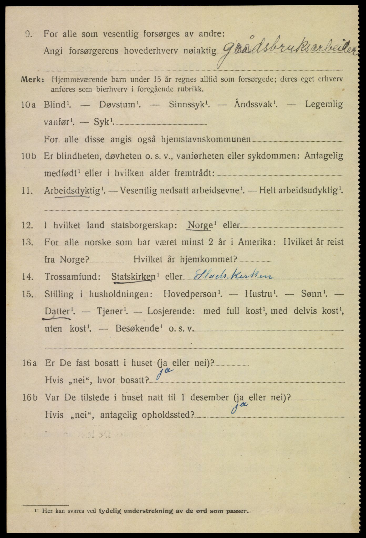 SAK, 1920 census for Tvedestrand, 1920, p. 1704