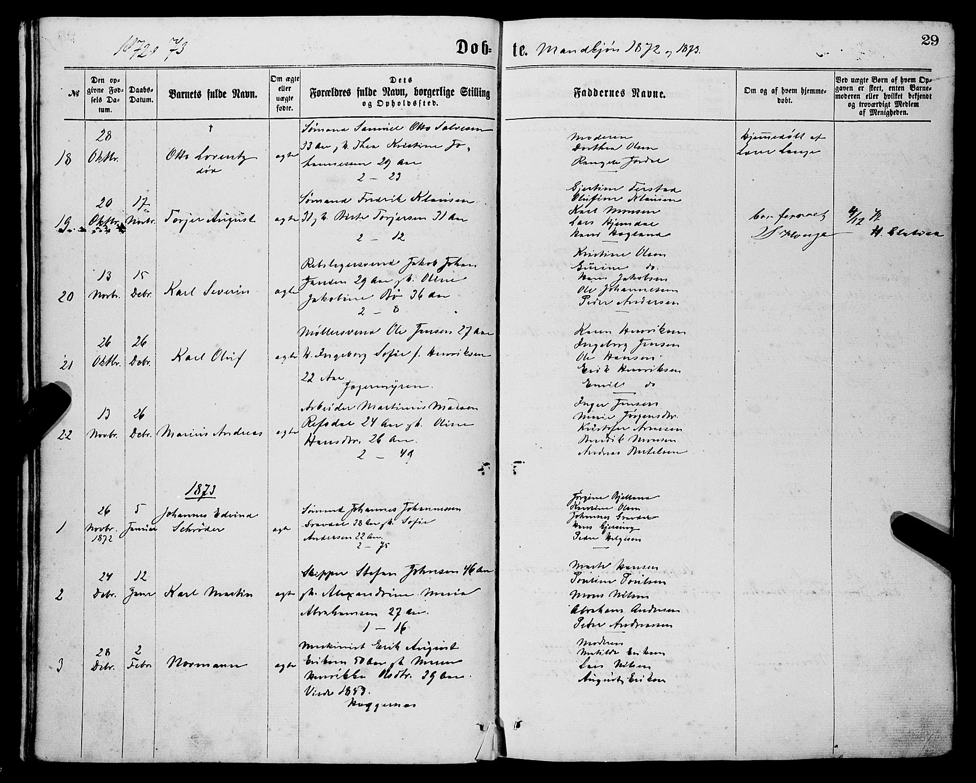 Sandviken Sokneprestembete, SAB/A-77601/H/Ha/L0001: Parish register (official) no. A 1, 1867-1877, p. 29