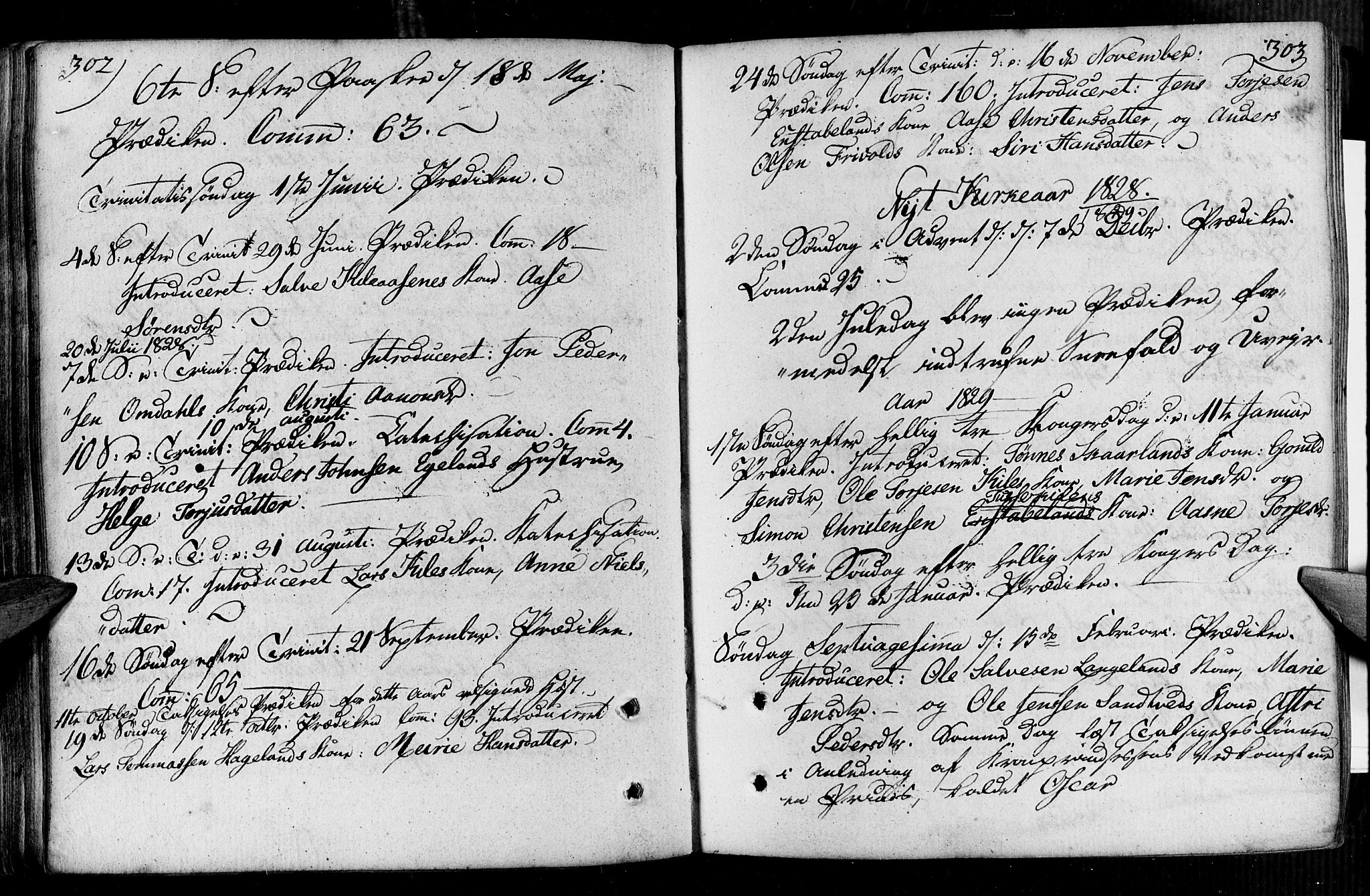 Vennesla sokneprestkontor, AV/SAK-1111-0045/Fa/Faa/L0002: Parish register (official) no. A 2, 1785-1834, p. 302-303