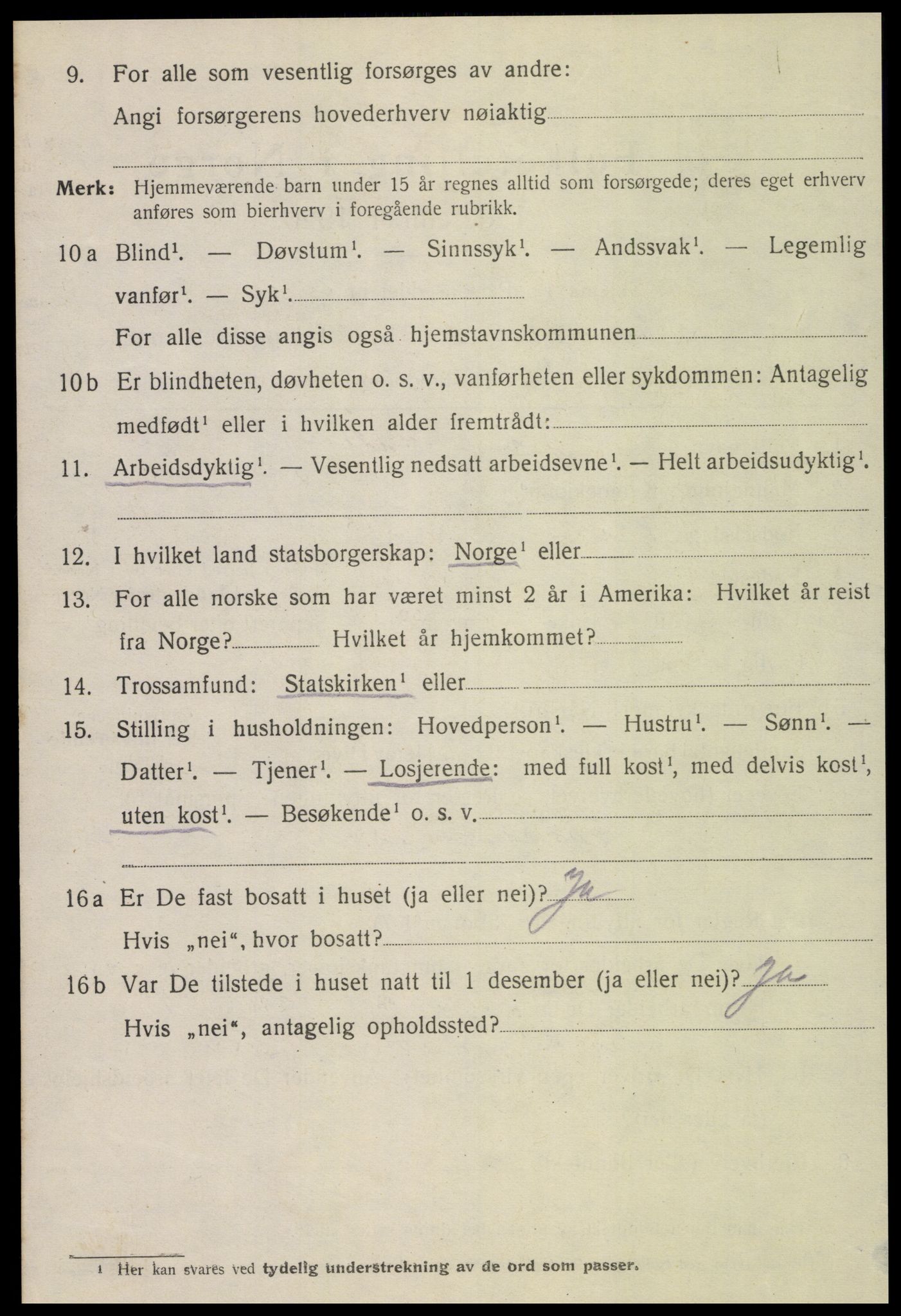 SAT, 1920 census for Steinkjer, 1920, p. 7159