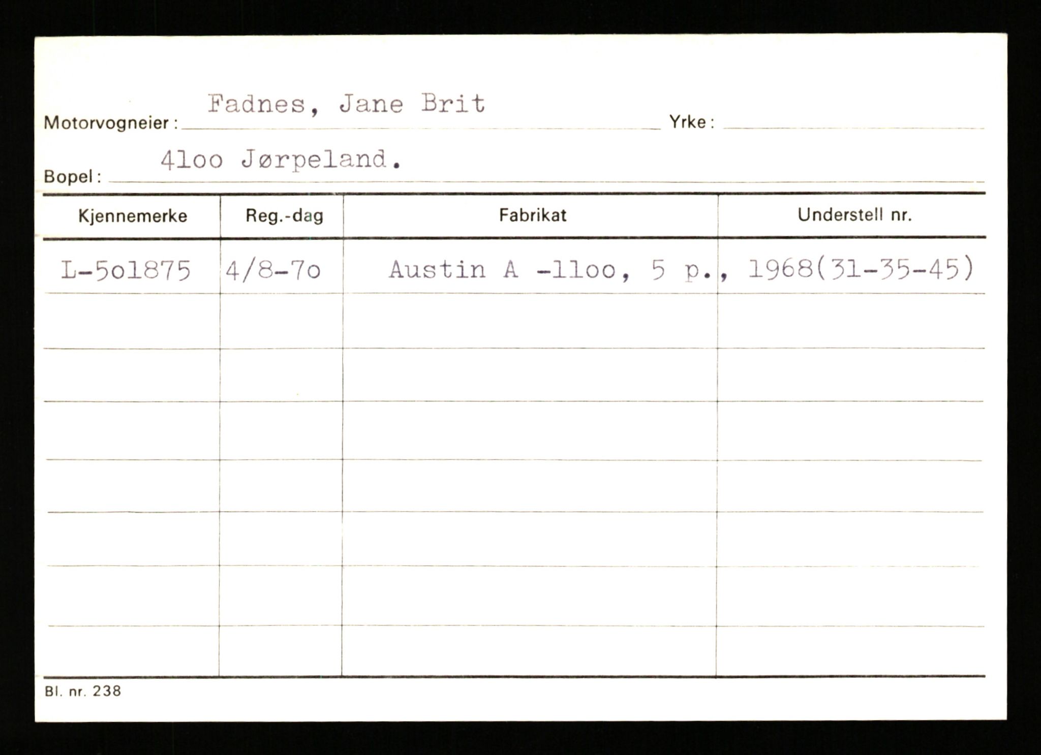 Stavanger trafikkstasjon, SAST/A-101942/0/H/L0008: Eraker - Fjellstad, 1930-1971, p. 2034