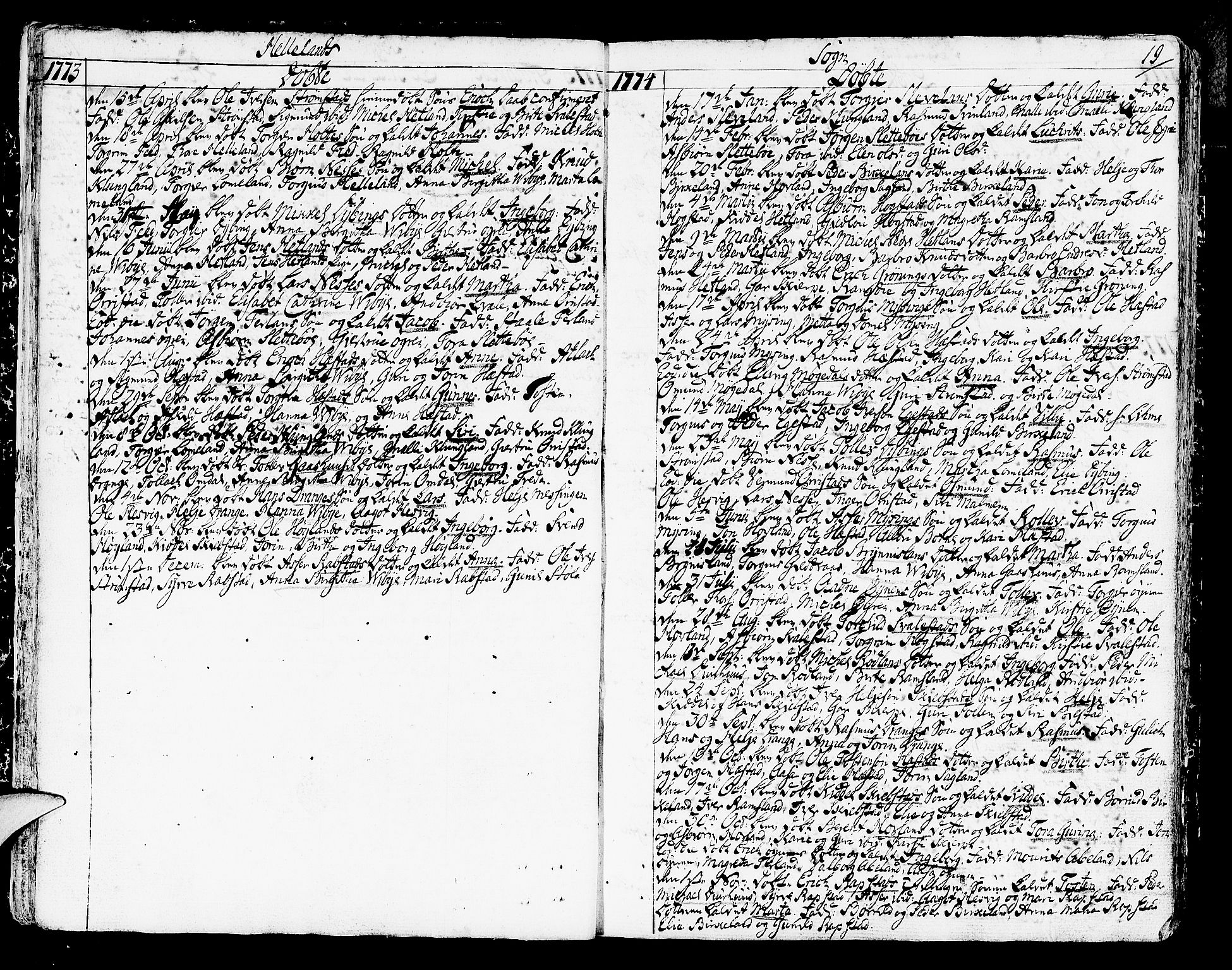 Helleland sokneprestkontor, AV/SAST-A-101810: Parish register (official) no. A 2 /1, 1762-1791, p. 19