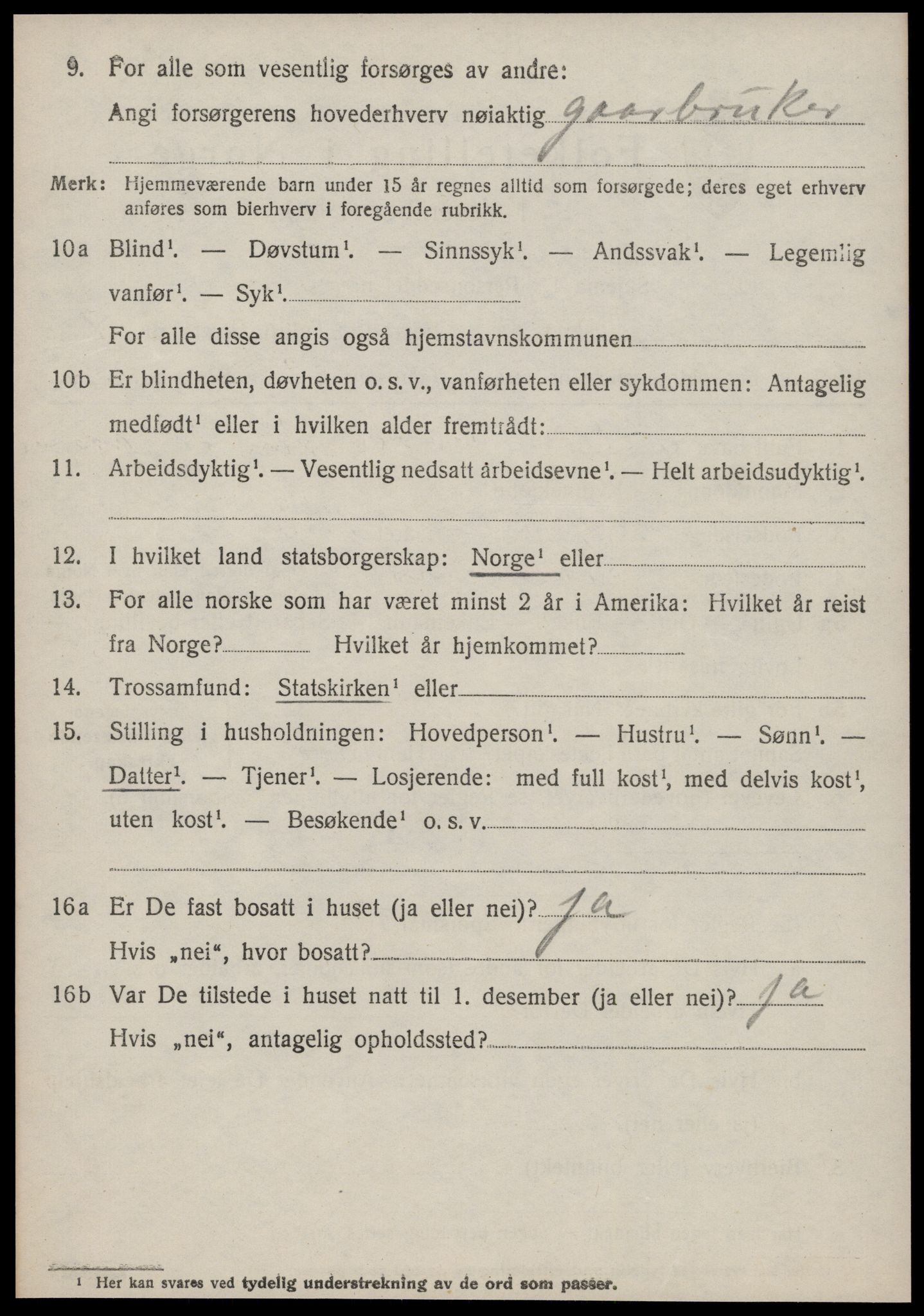 SAT, 1920 census for Borgund, 1920, p. 6019